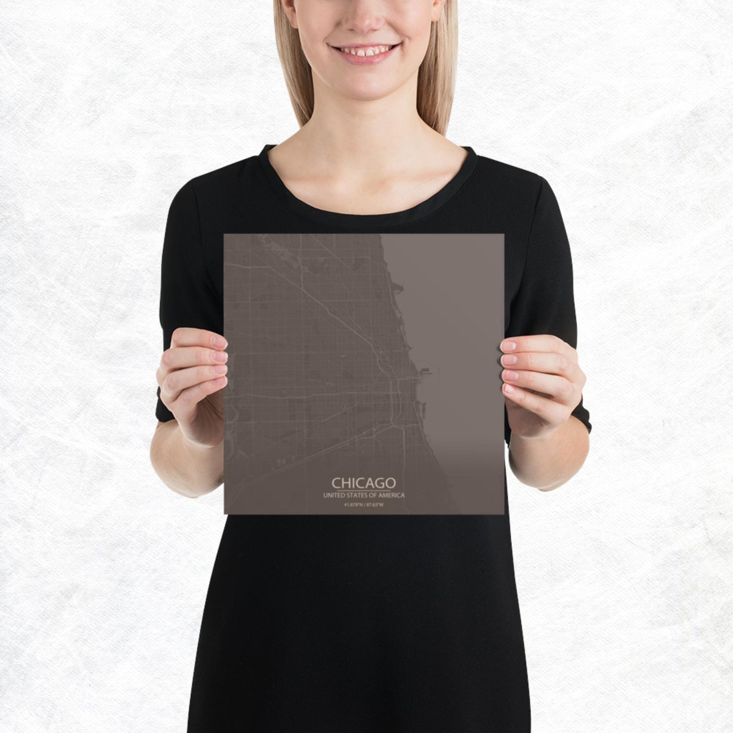 Chicago Brown and Grey Paper Map