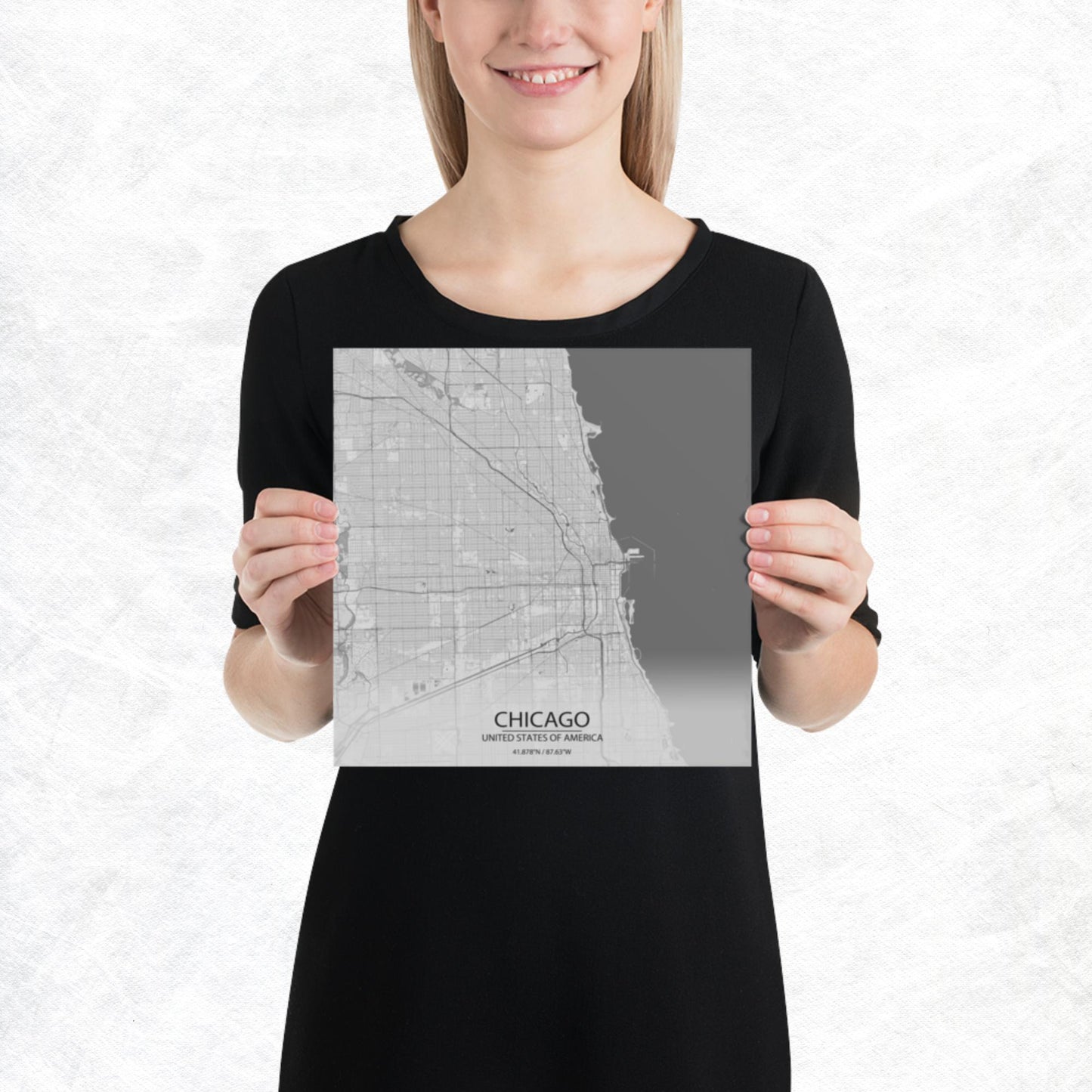 Chicago Light Grey Paper Map