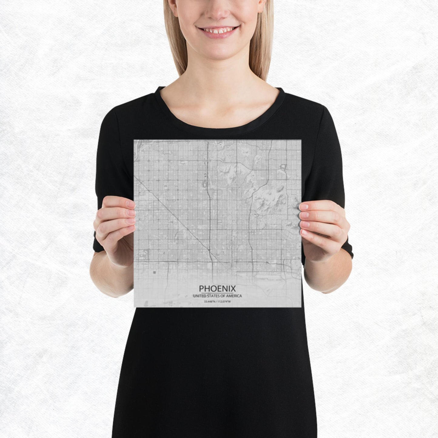Phoenix Light Grey Paper Map