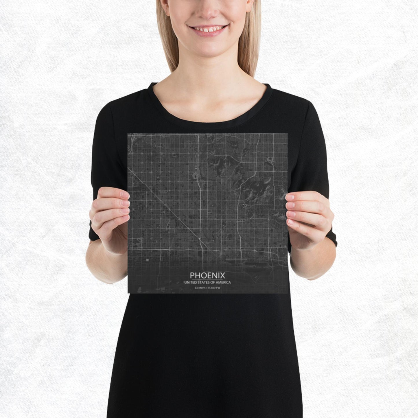 Phoenix Dark Grey Paper Map