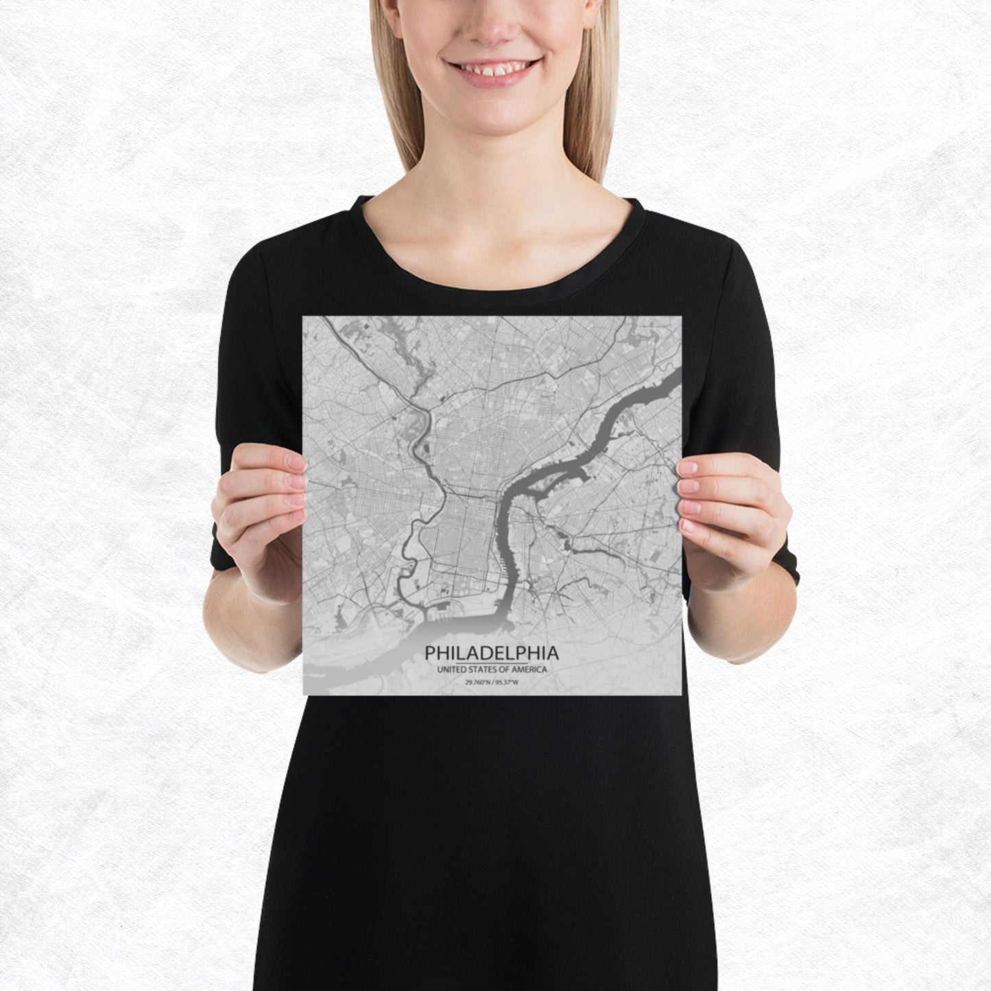 Philadelphia Light Grey Paper Map