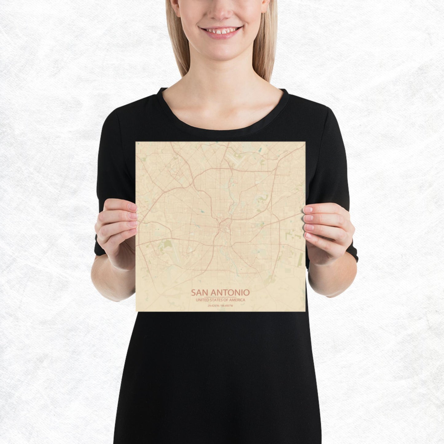 San Antonio Vintage Style Paper Map