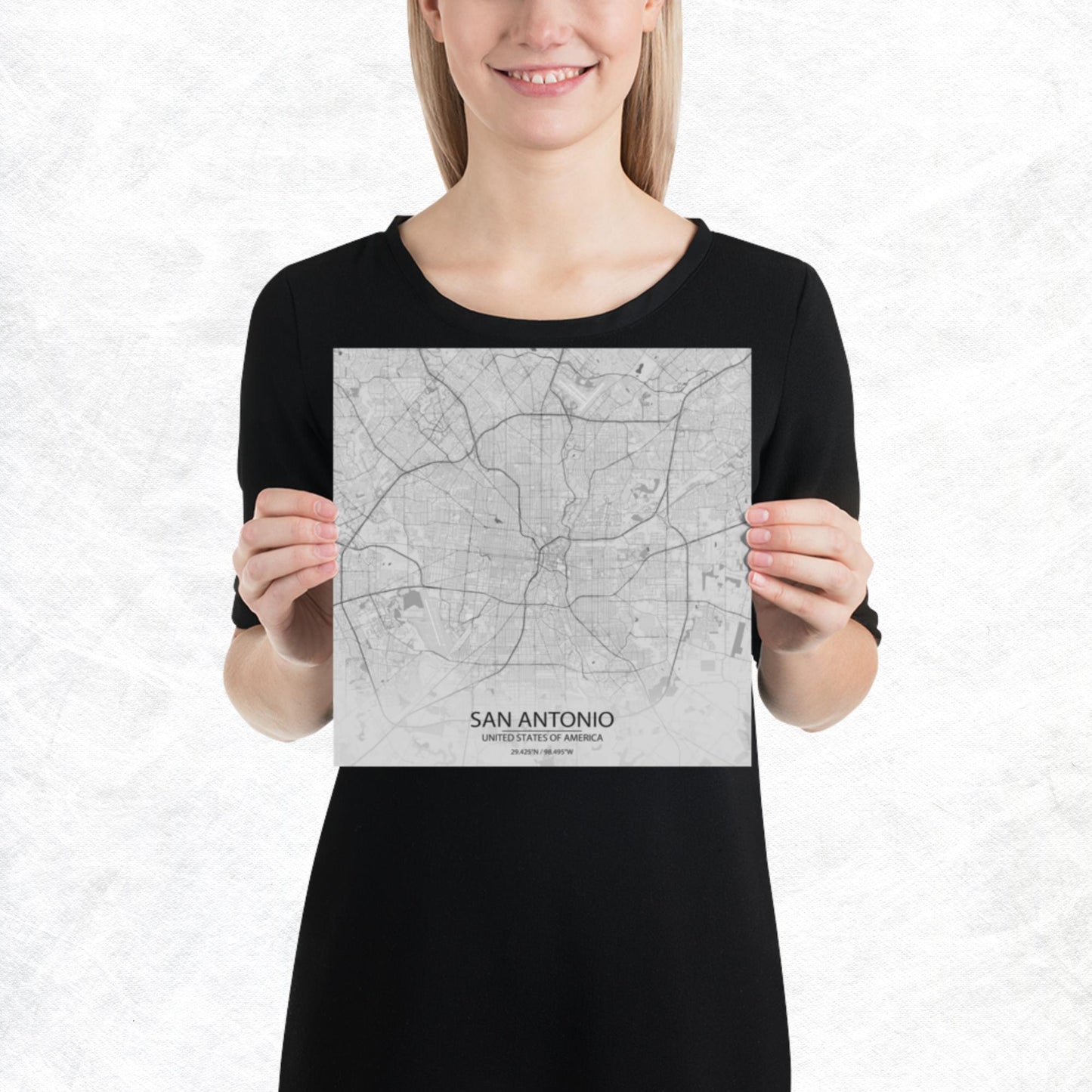 San Antonio Light Grey Paper Map