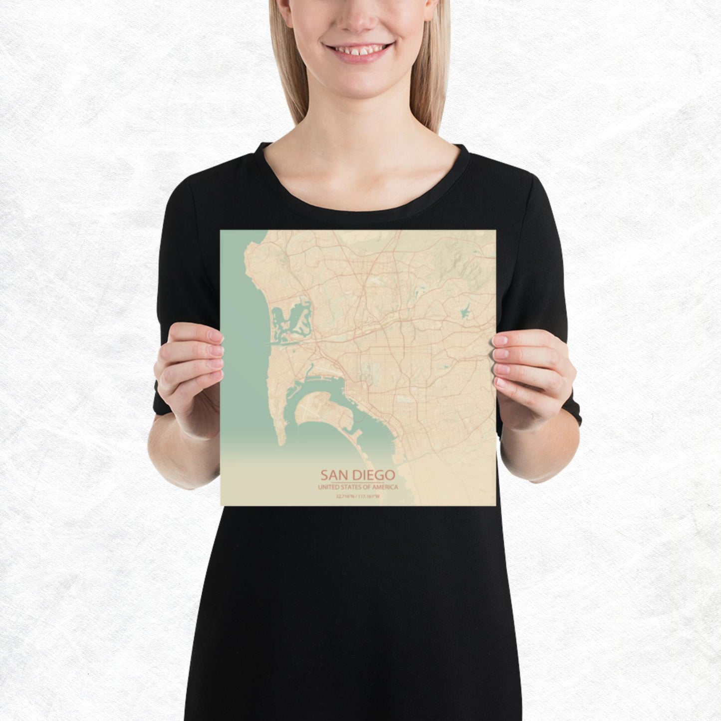San Diego Vintage Style Paper Map