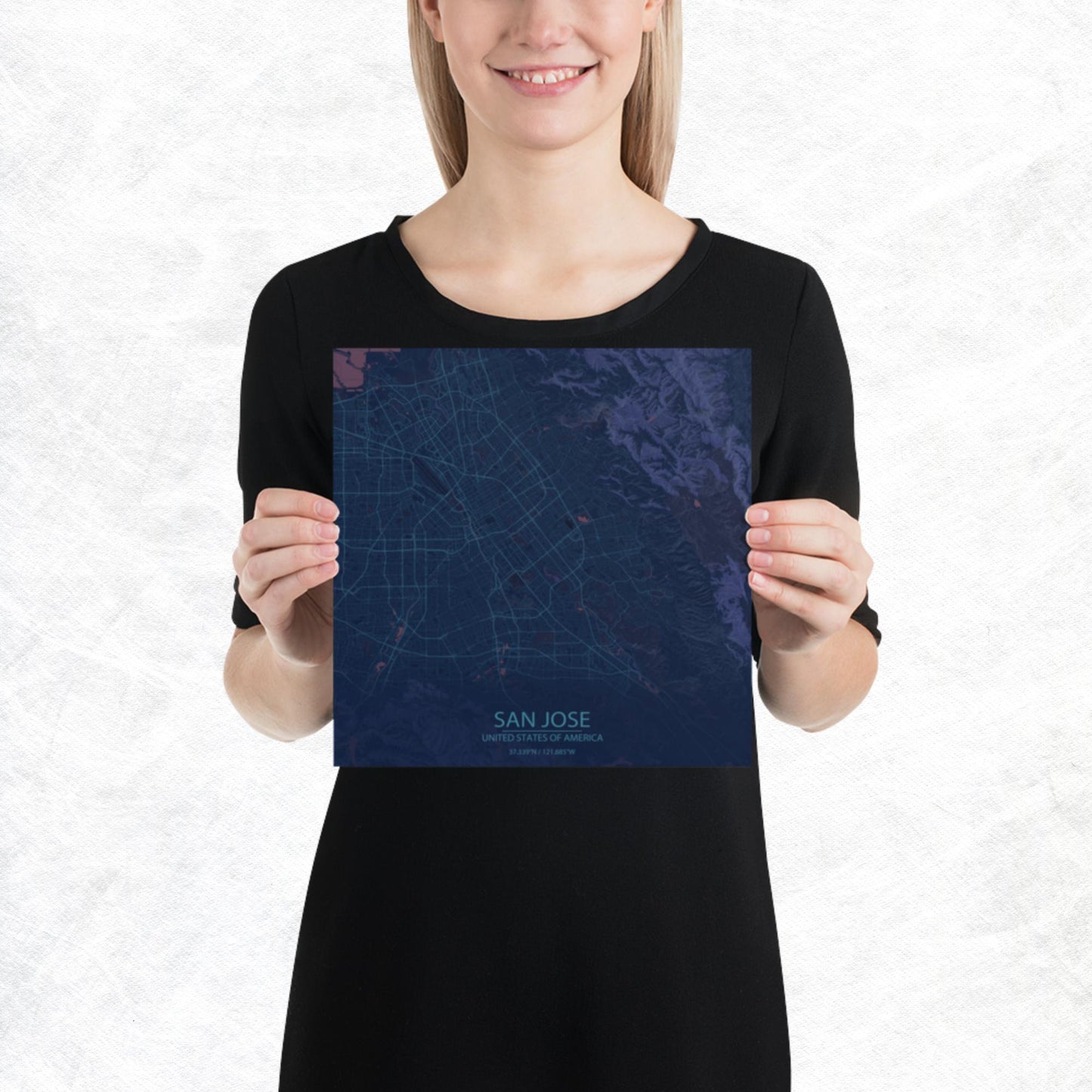 San Jose Blue and Purple Paper Map