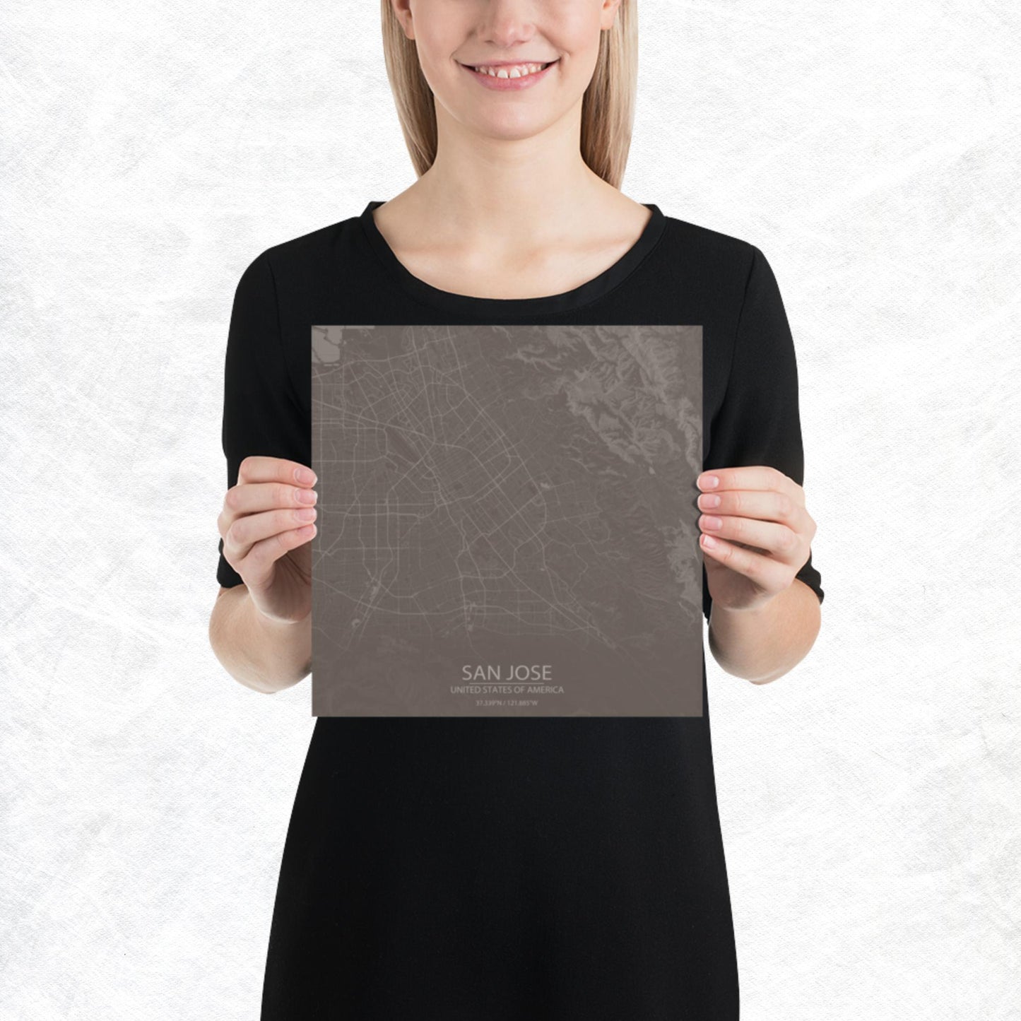 San Jose Brown and Grey Paper Map