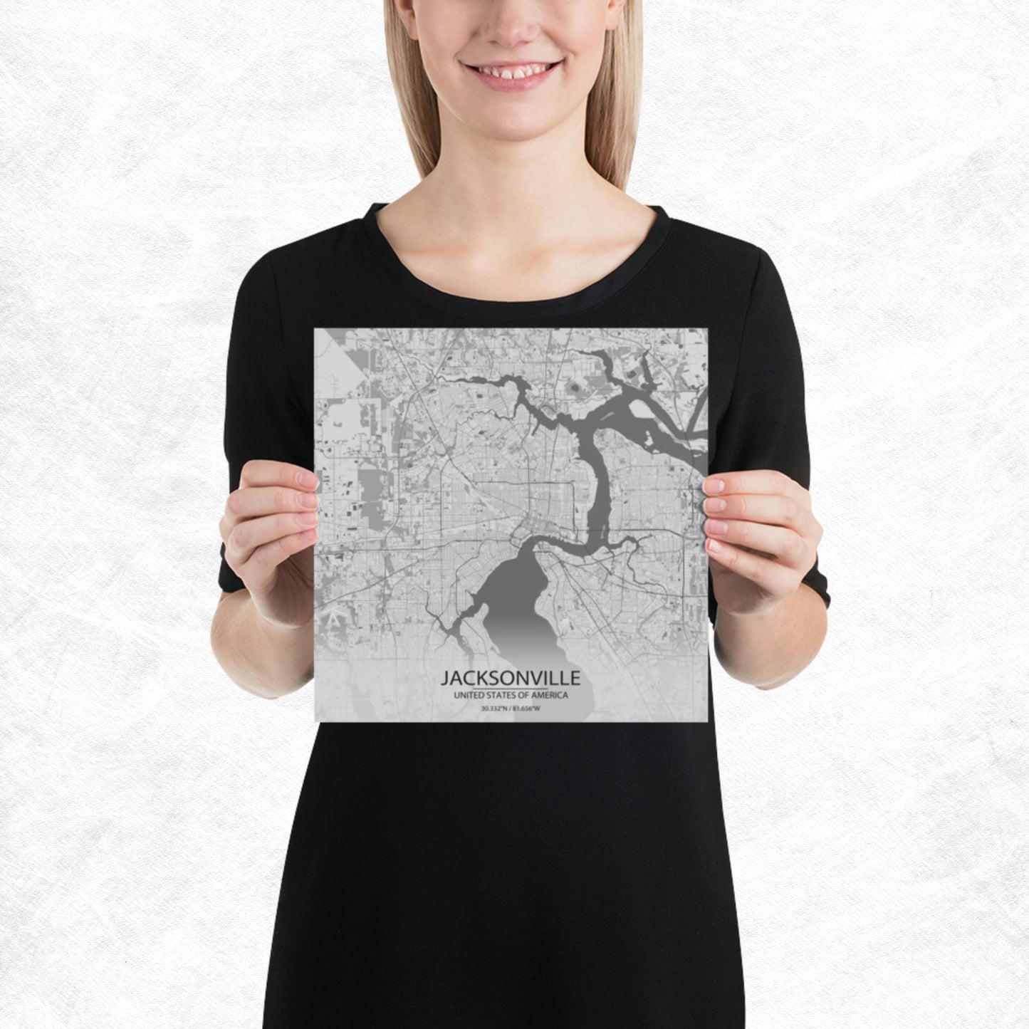 Jacksonville Light Grey Paper Map