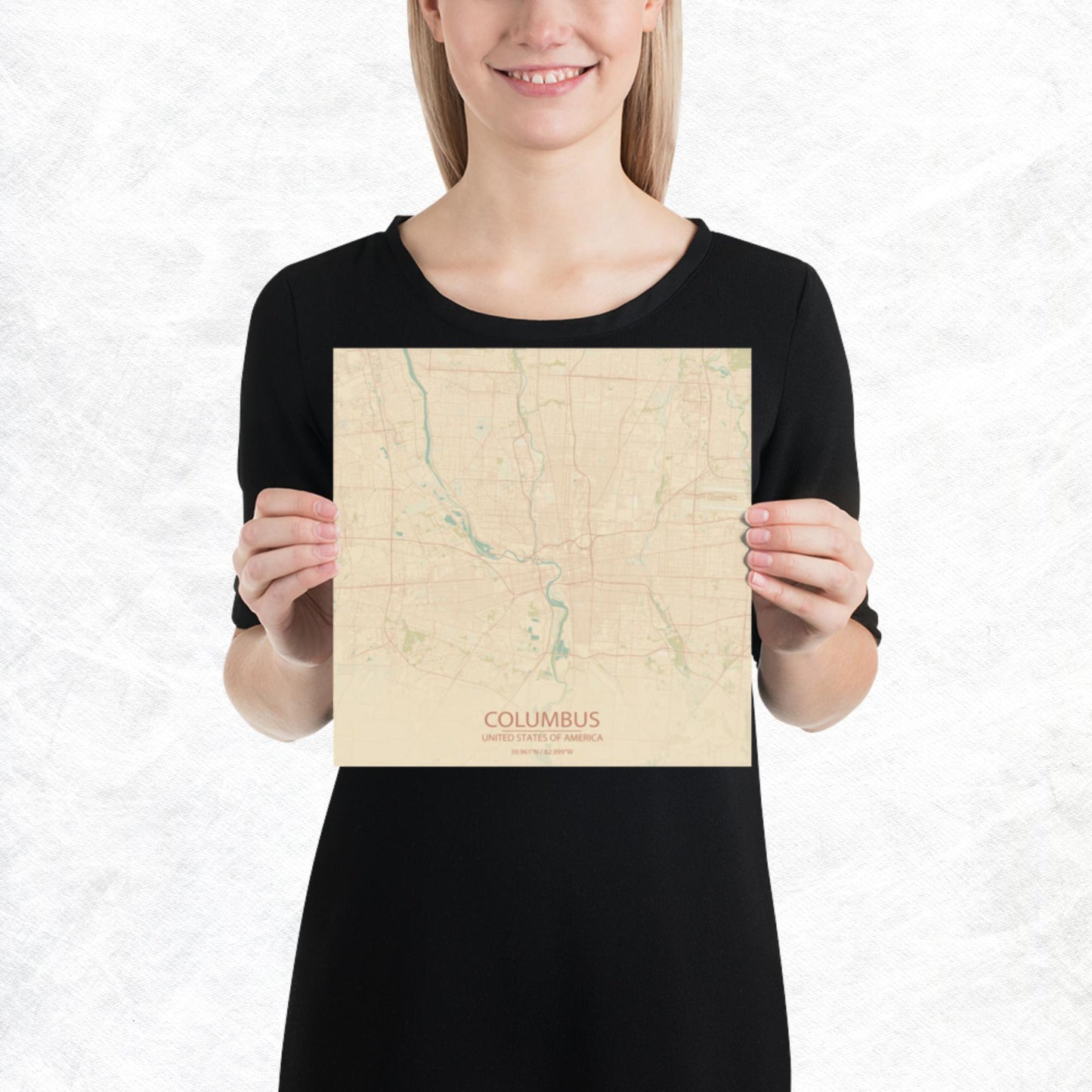 Columbus Vintage Style Paper Map