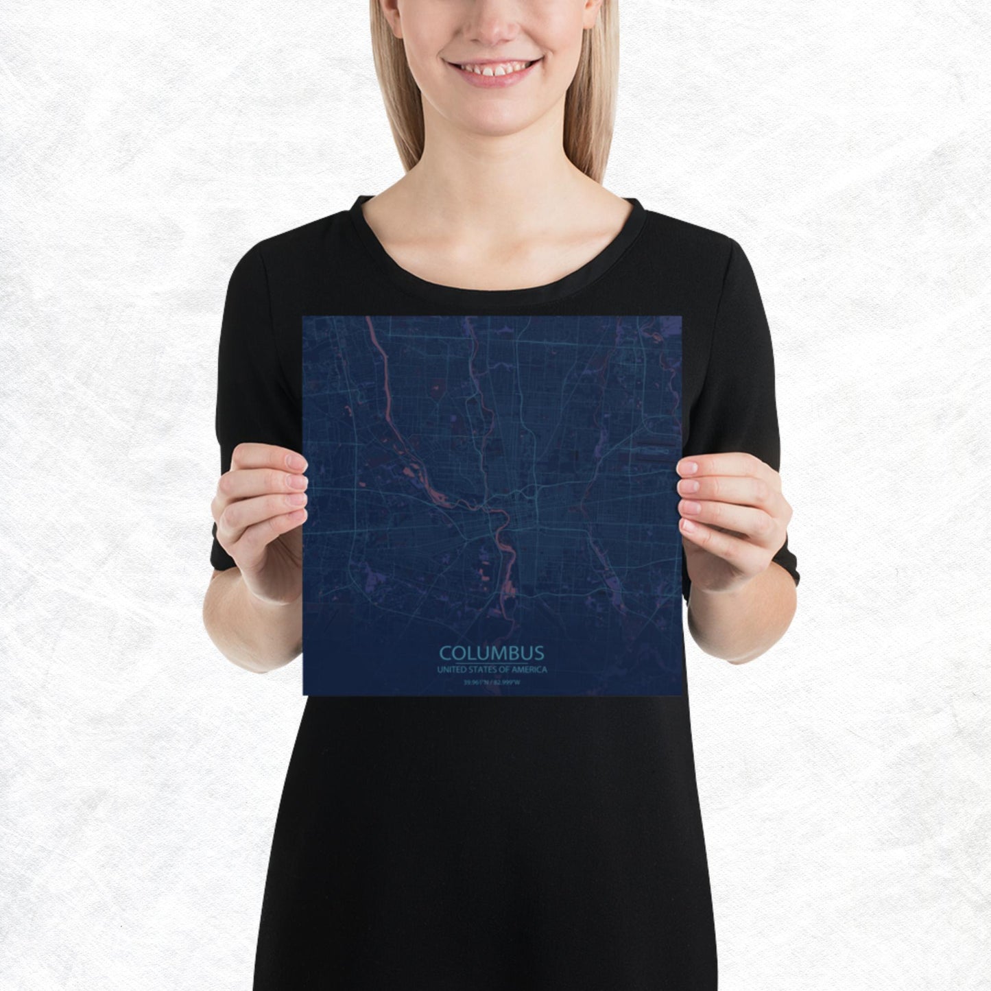 Columbus Blue and Purple Paper Map