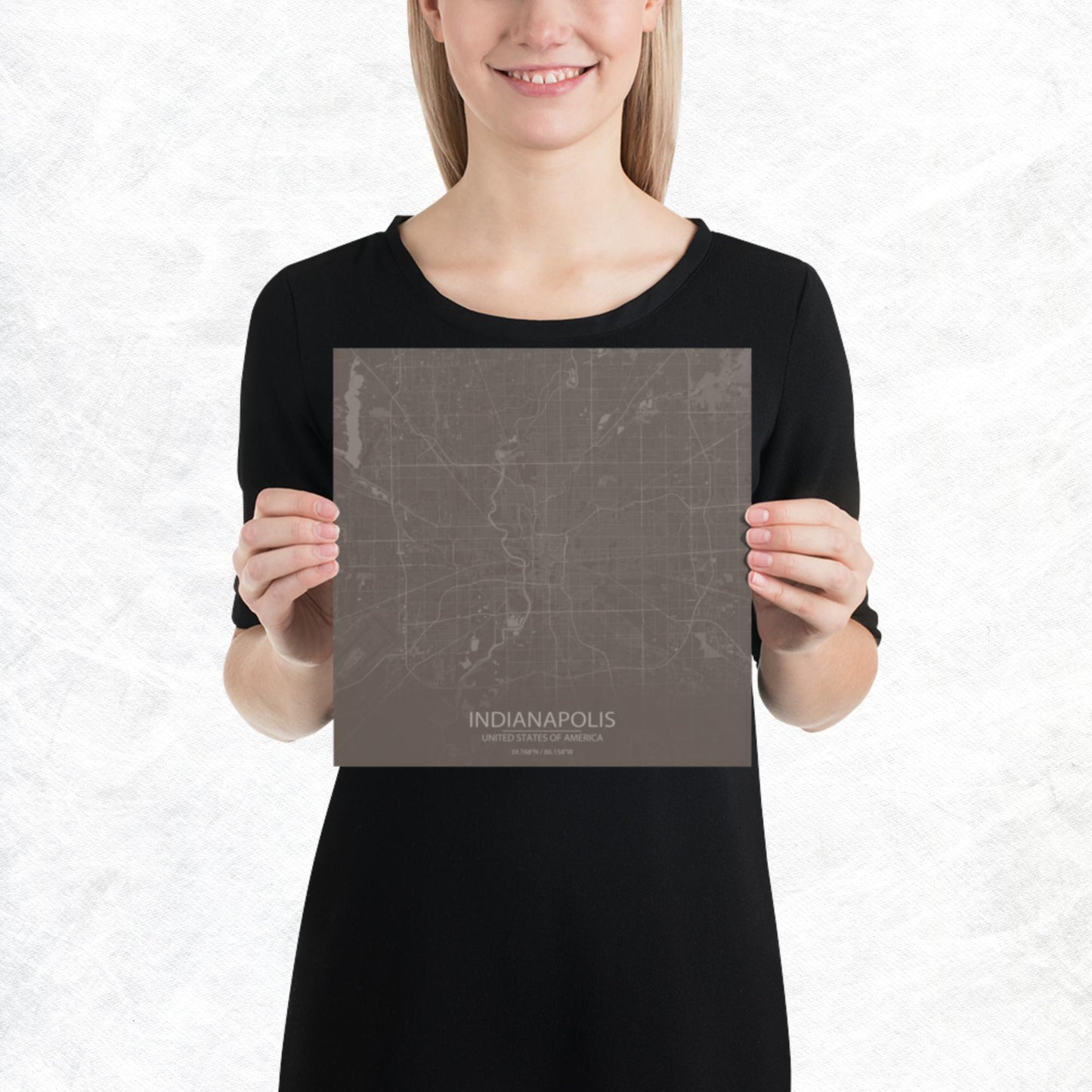 Indianapolis Brown and Grey Paper Map