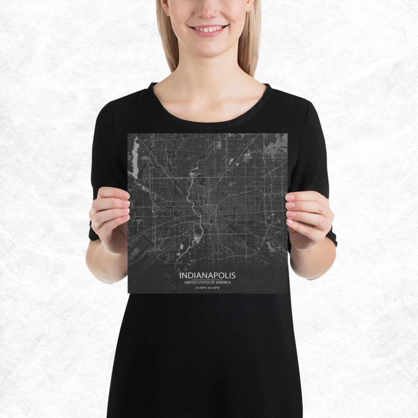 Indianapolis Dark Grey Paper Map