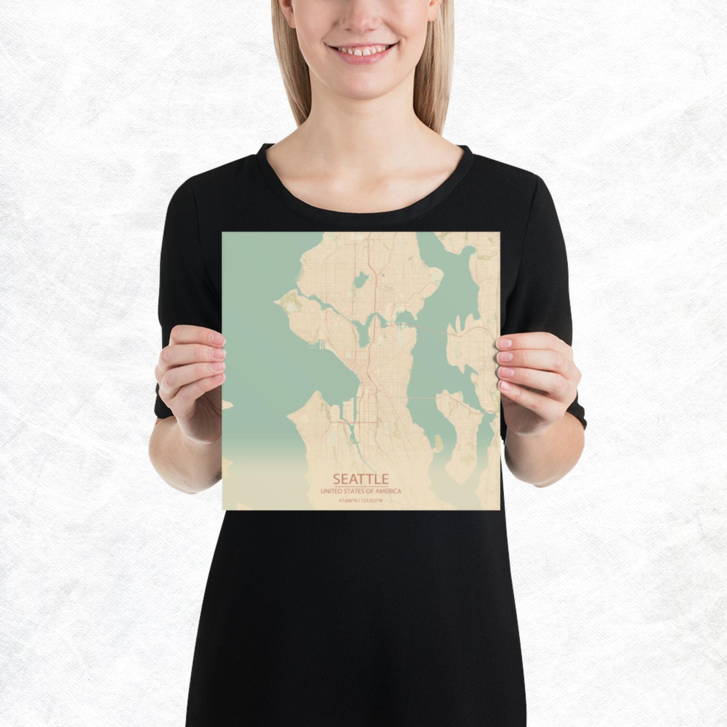 Seattle Vintage Style Paper Map