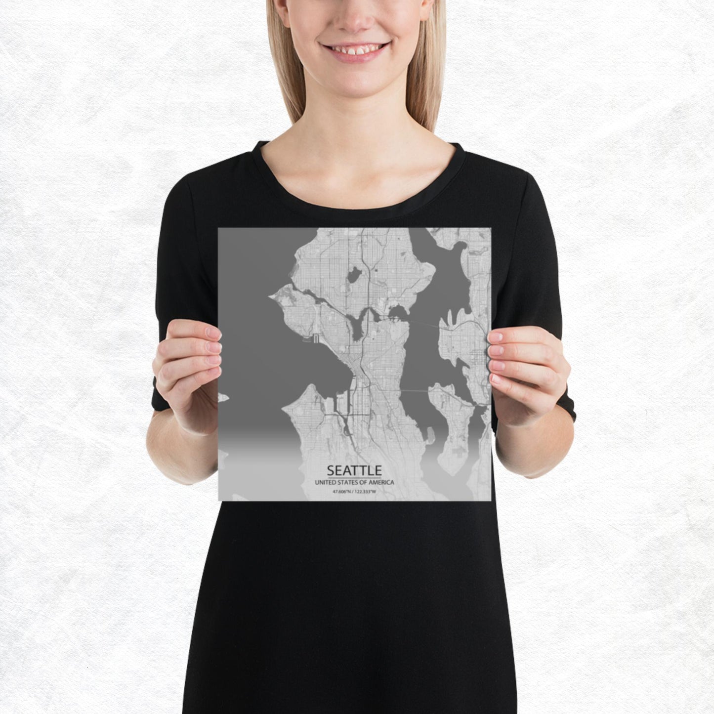 Seattle Light Grey Paper Map