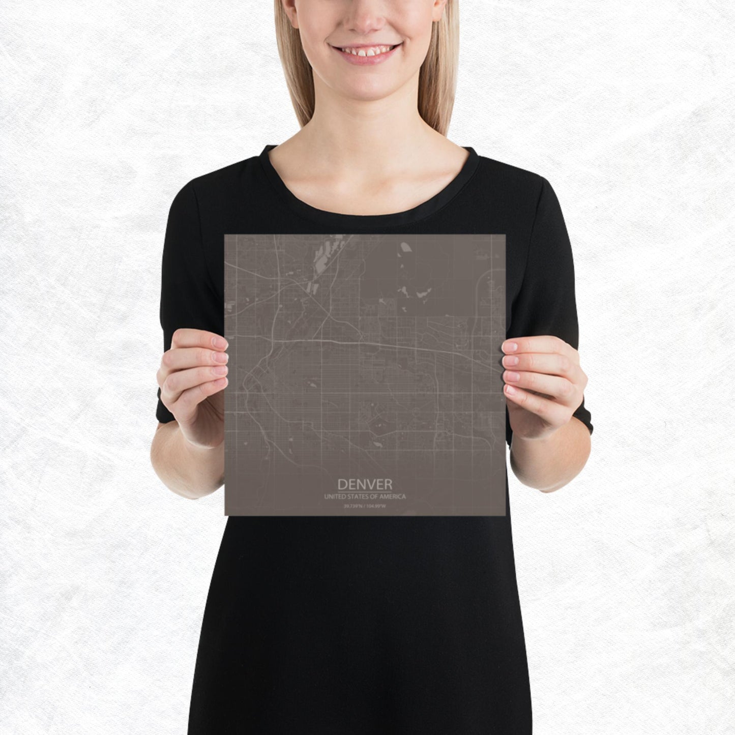 Denver Brown and Grey Paper Map