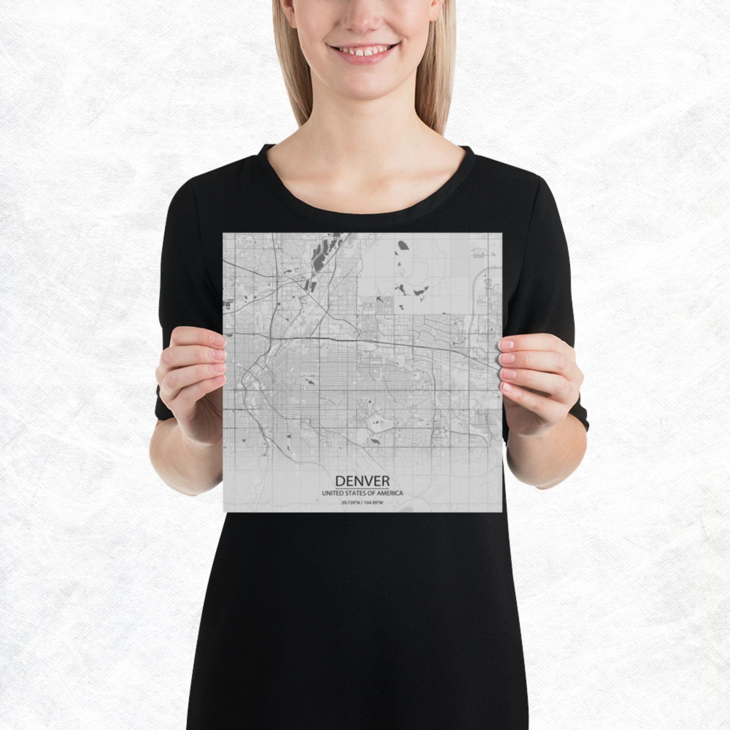 Denver Light Grey Paper Map