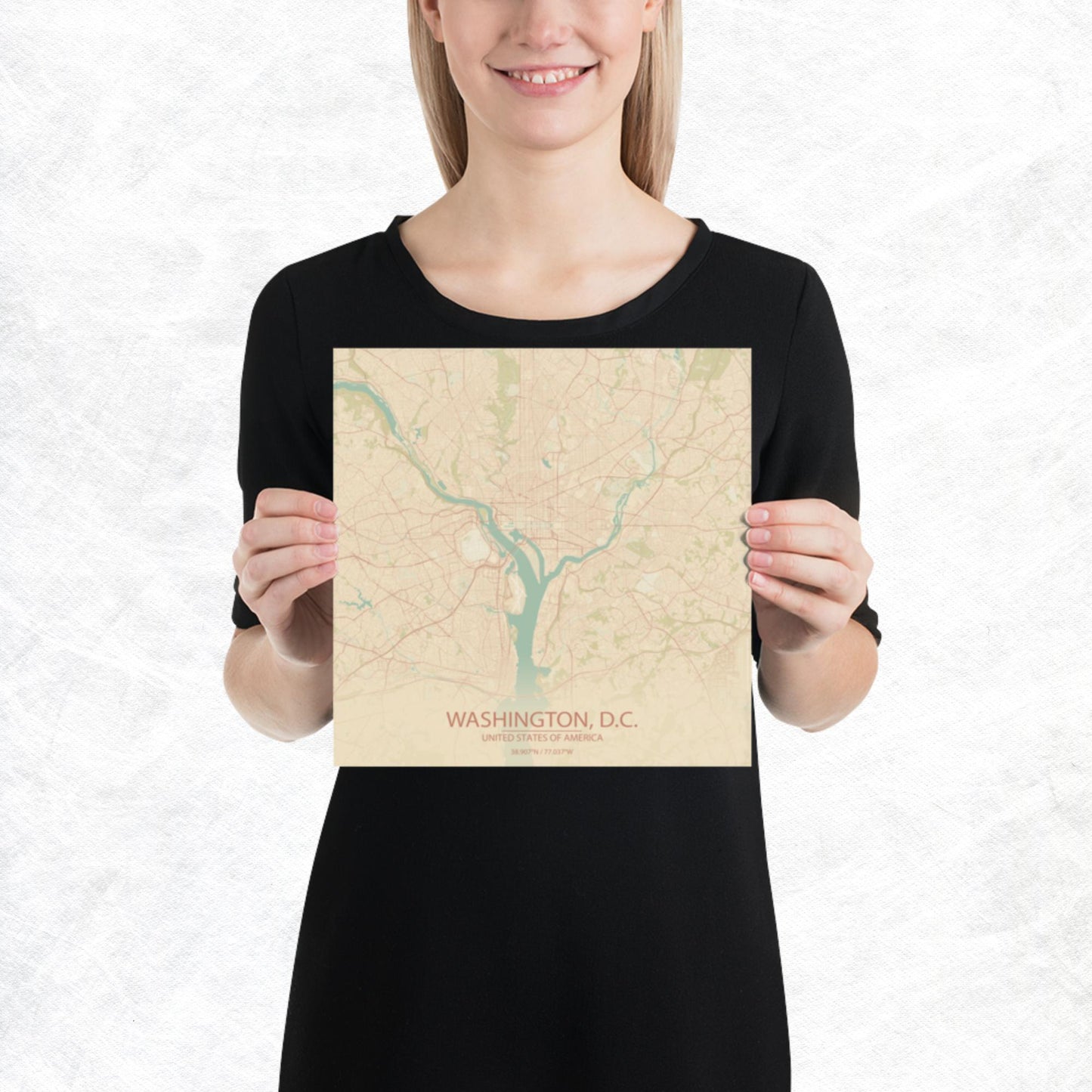 Washington, D.C. Vintage Style Paper Map