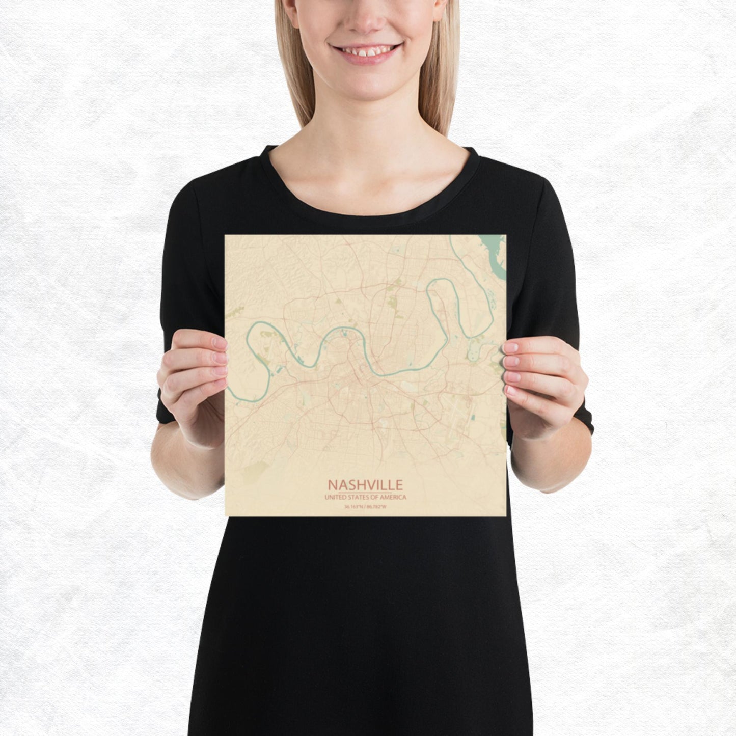 Nashville Vintage Style Paper Map