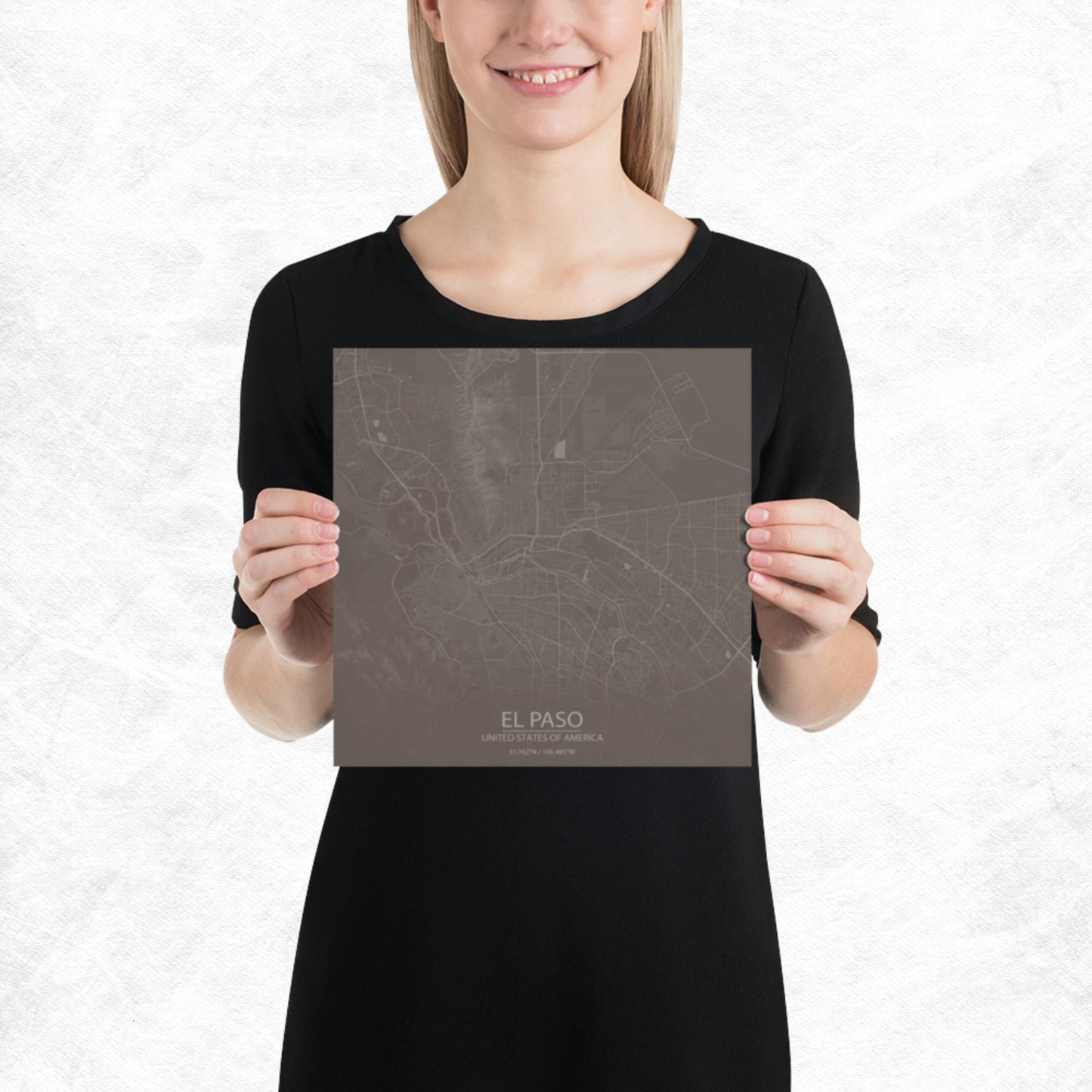 El Paso Brown and Grey Paper Map