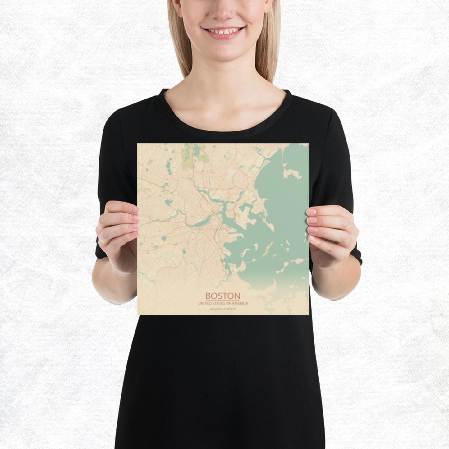 Boston Vintage Style Paper Map