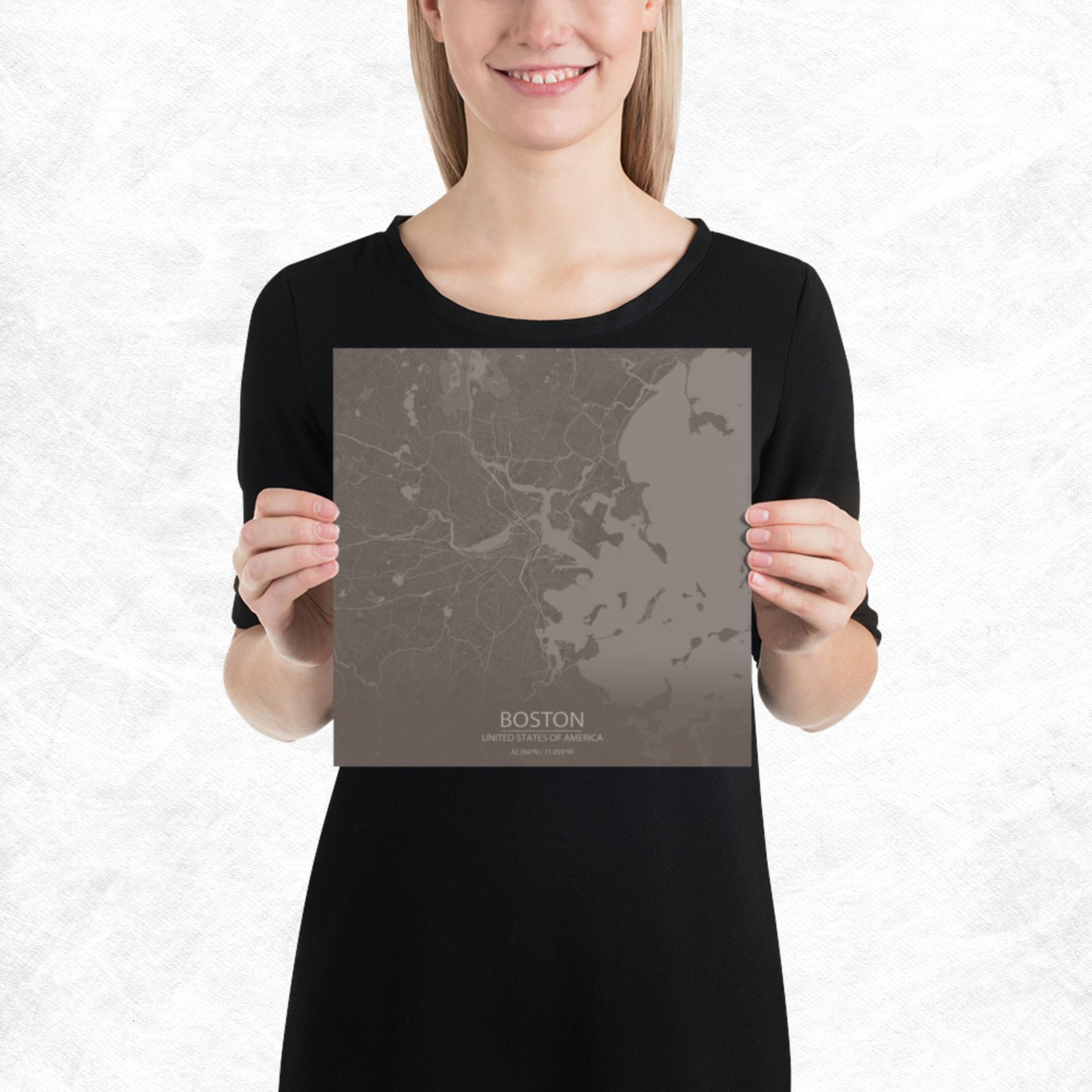 Boston Brown and Grey Paper Map