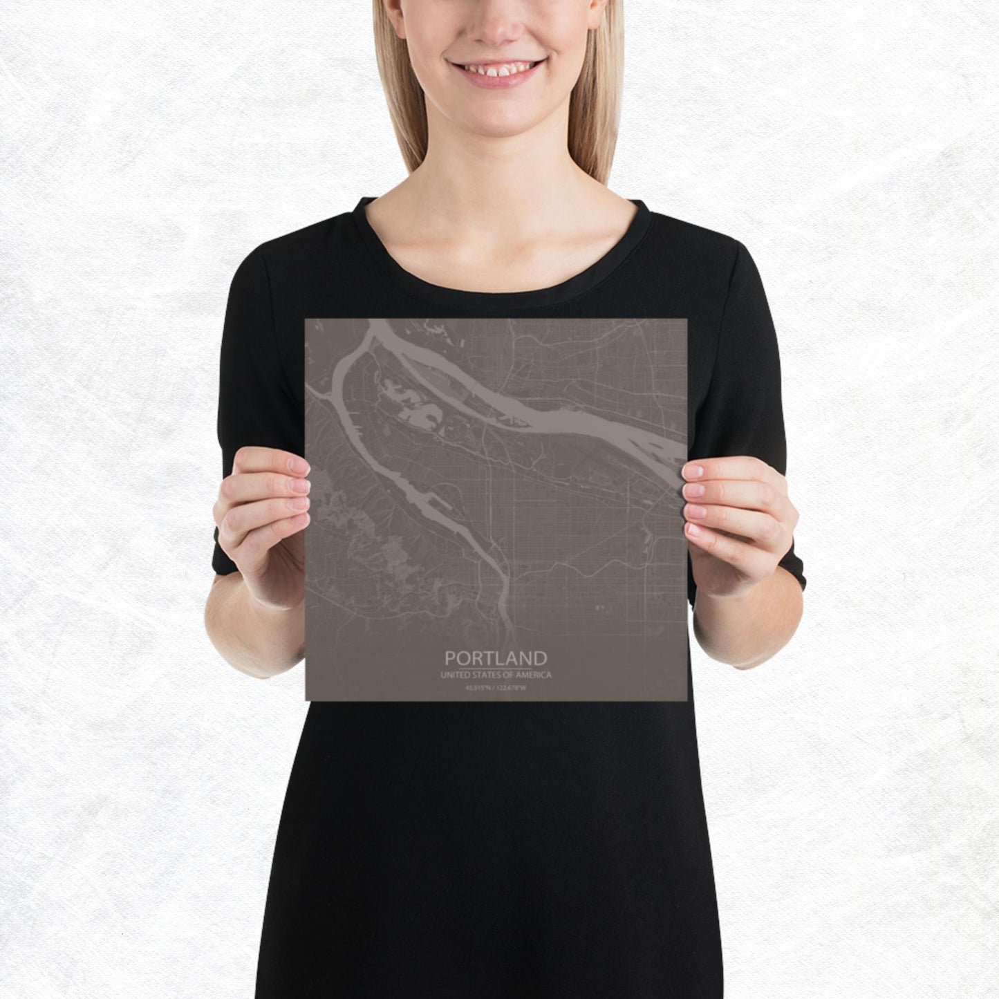 Portland Brown and Grey Paper Map
