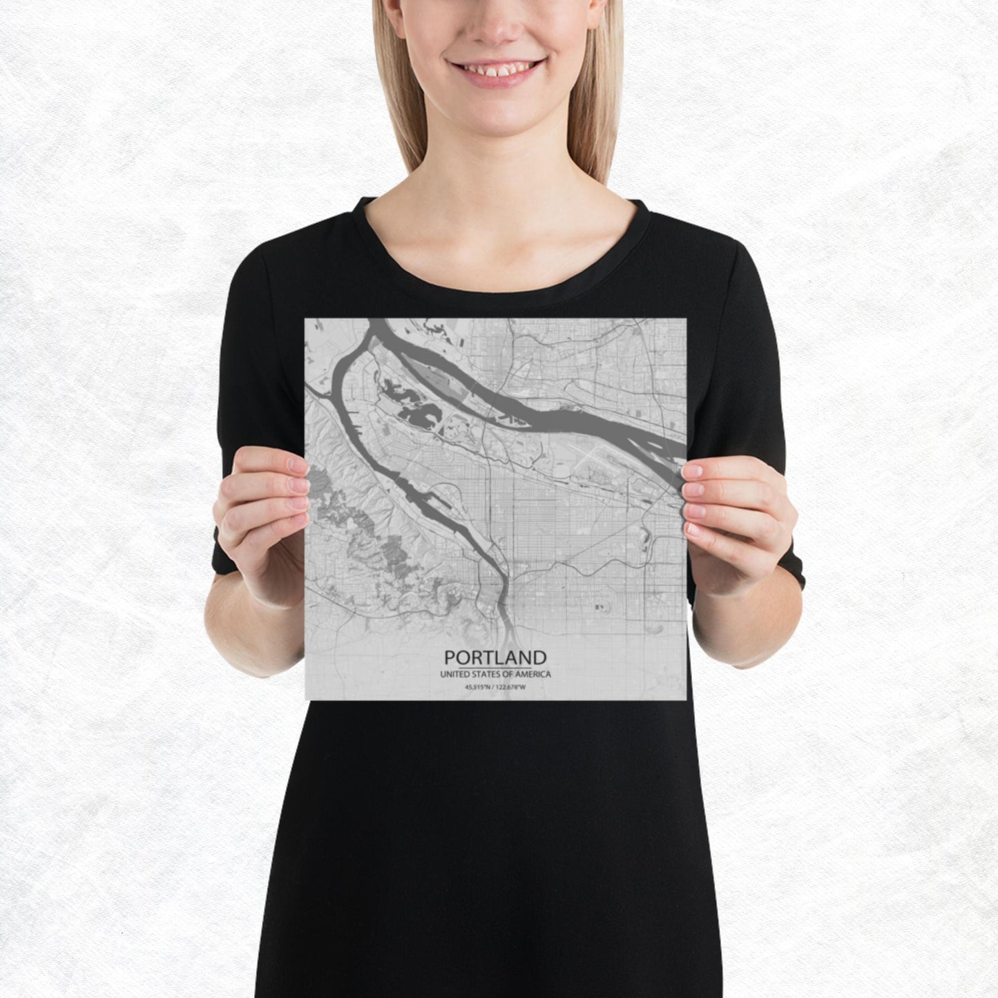 Portland Light Grey Paper Map