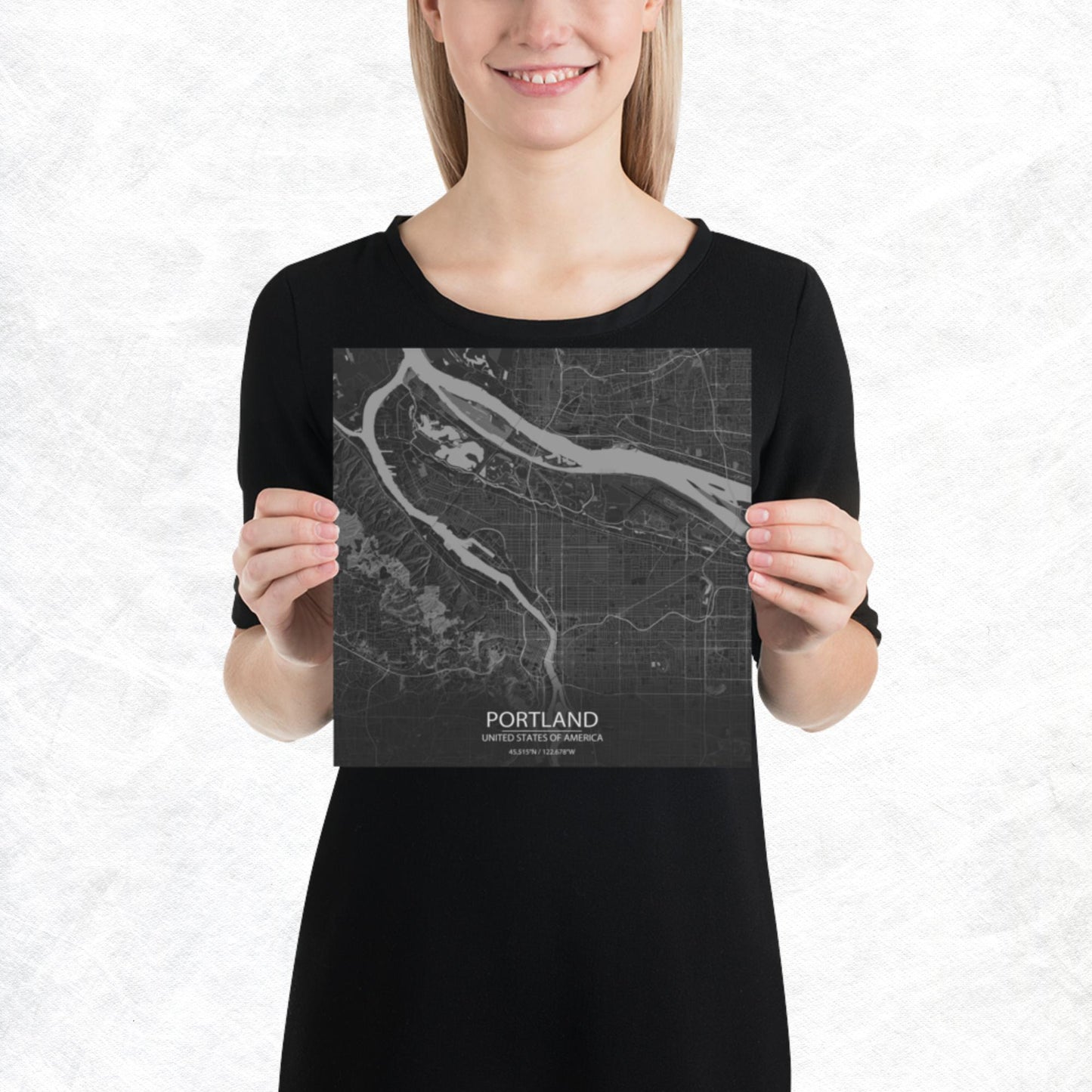 Portland Dark Grey Paper Map