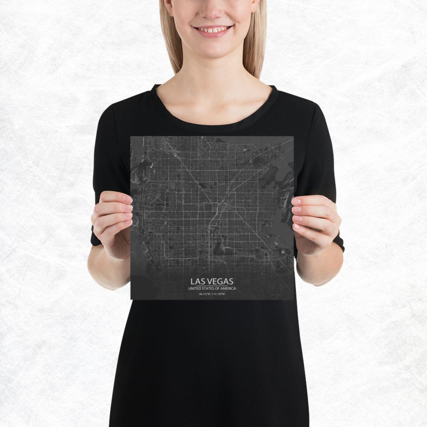 Las Vegas Dark Grey Paper Map