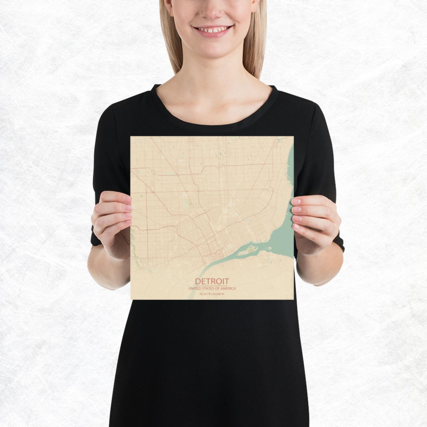 Detroit Vintage Style Paper Map