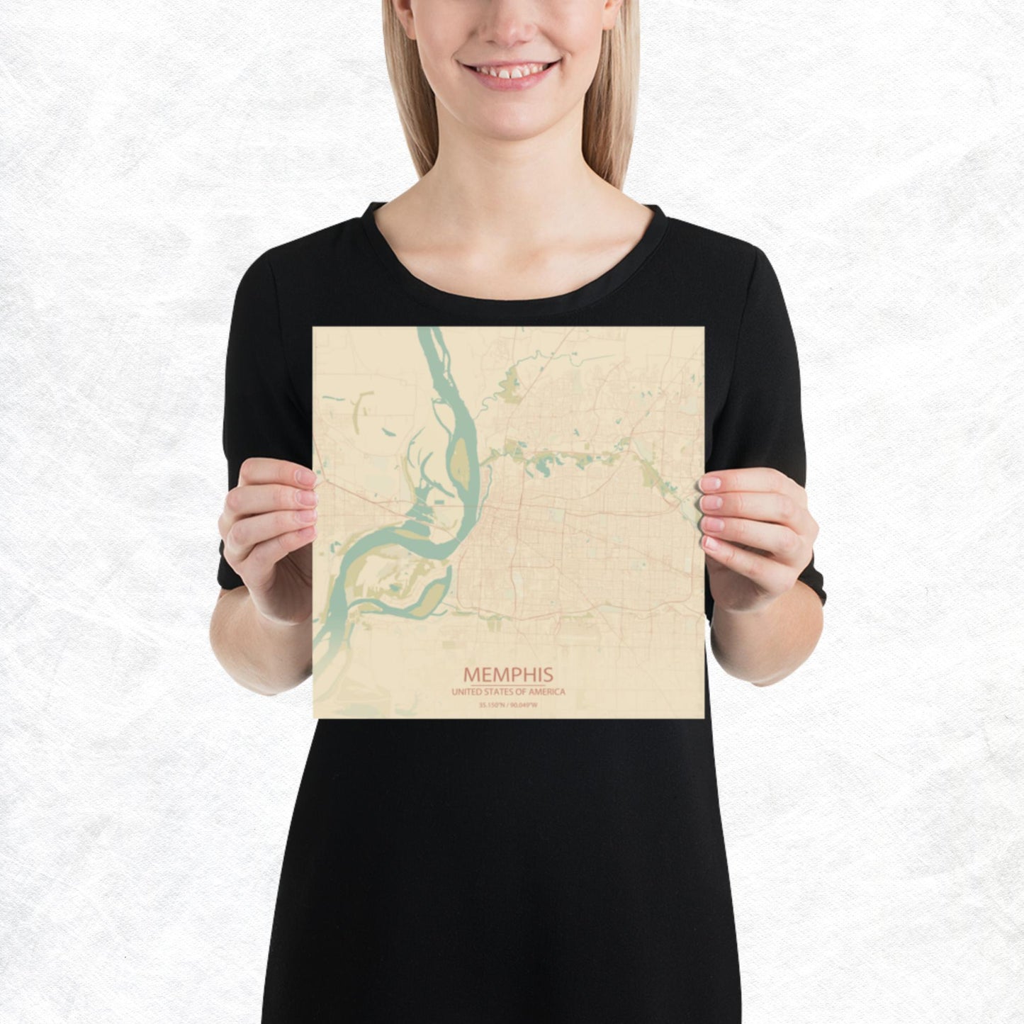 Memphis Vintage Style Paper Map