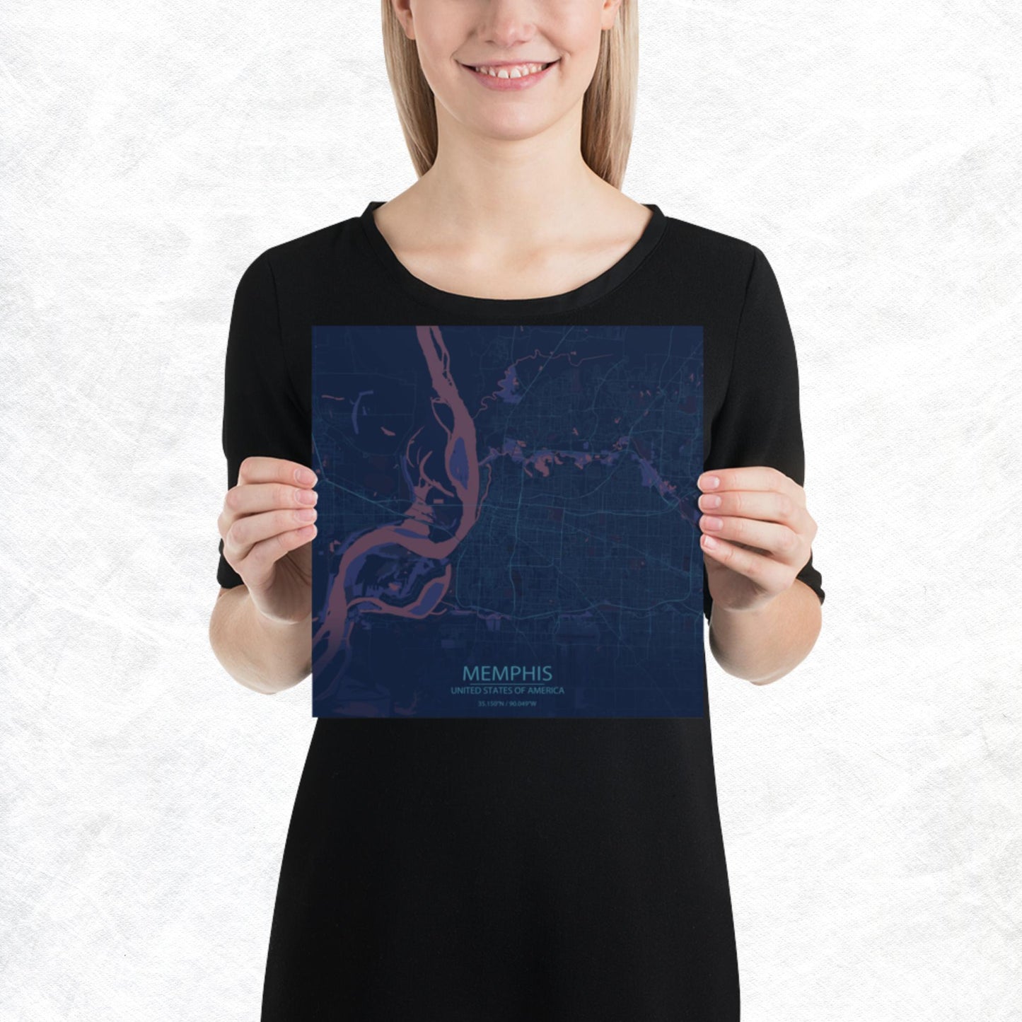 Memphis Blue and Purple Paper Map