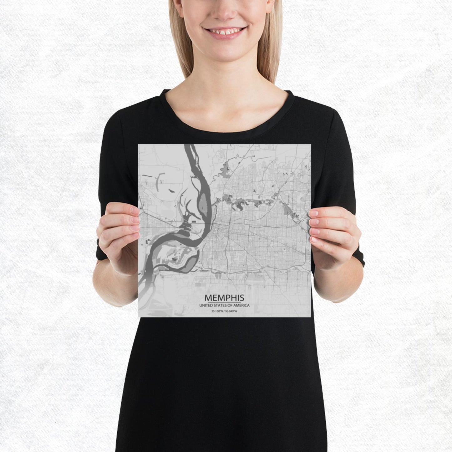 Memphis Light Grey Paper Map