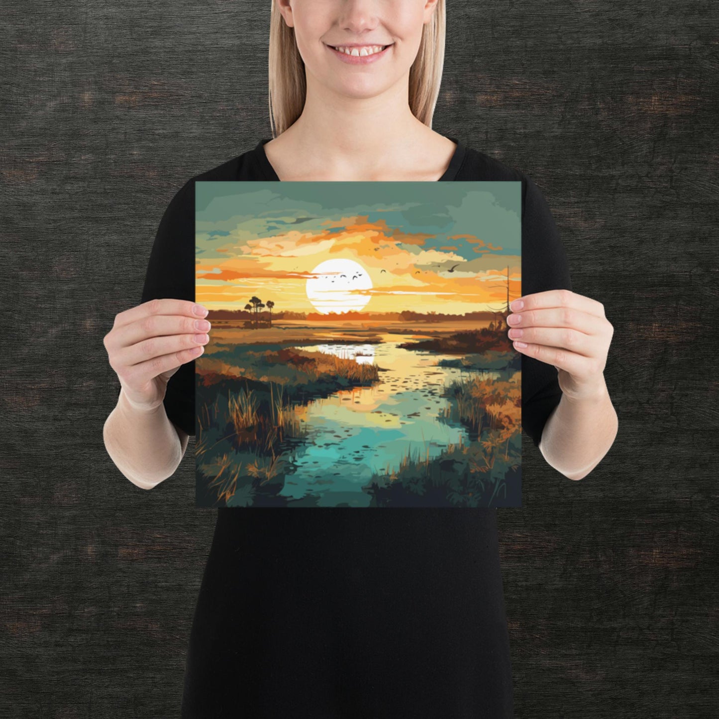 Marshland Sunset Paper Poster