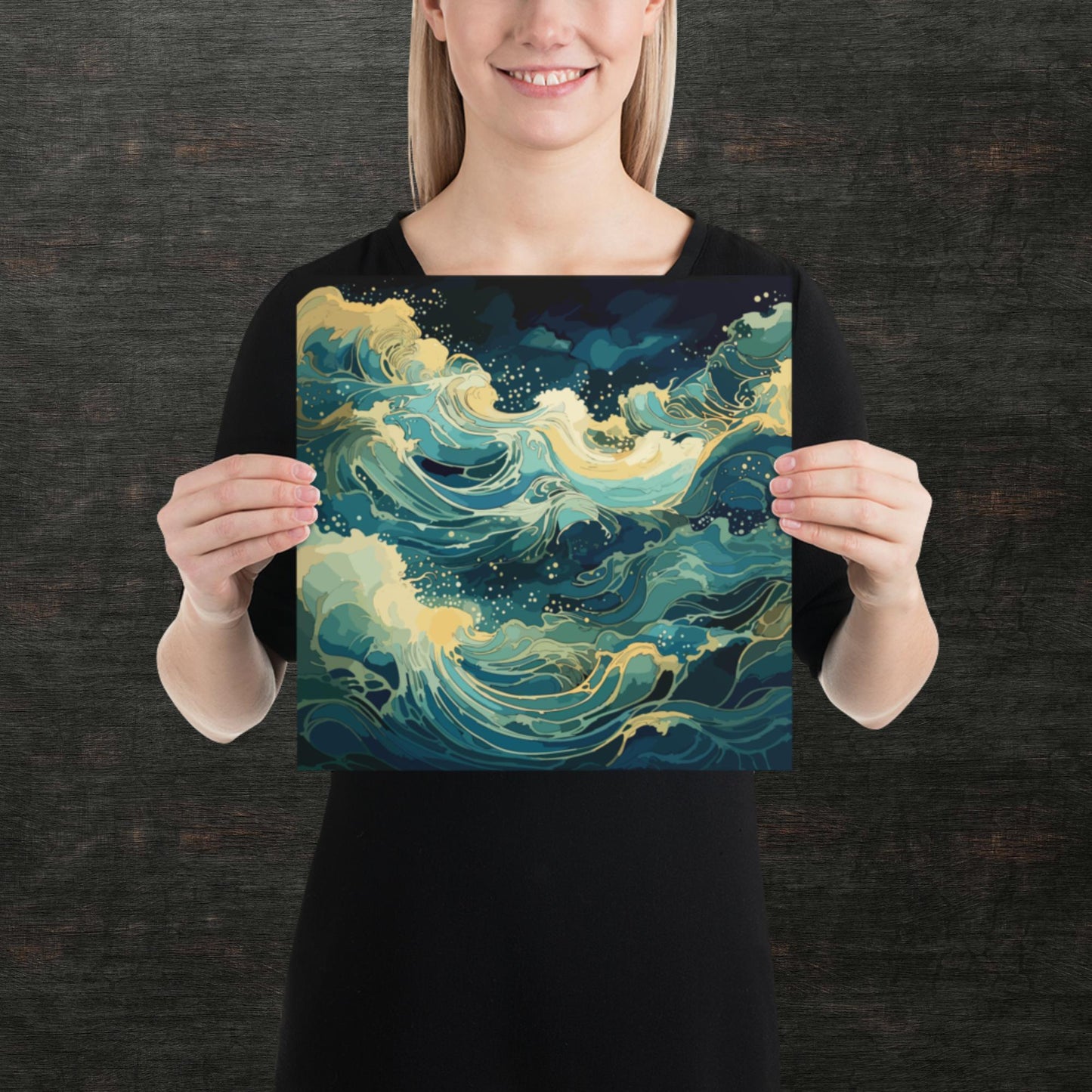 Nighttime Ocean Waves Paper Poster