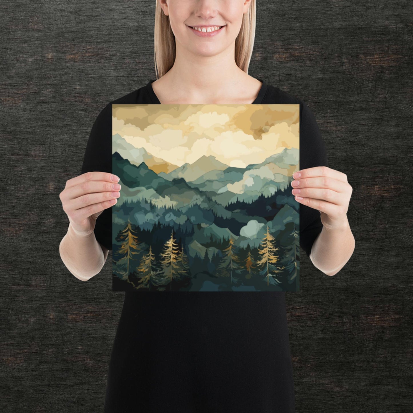 Mountainous Forest Paper Poster