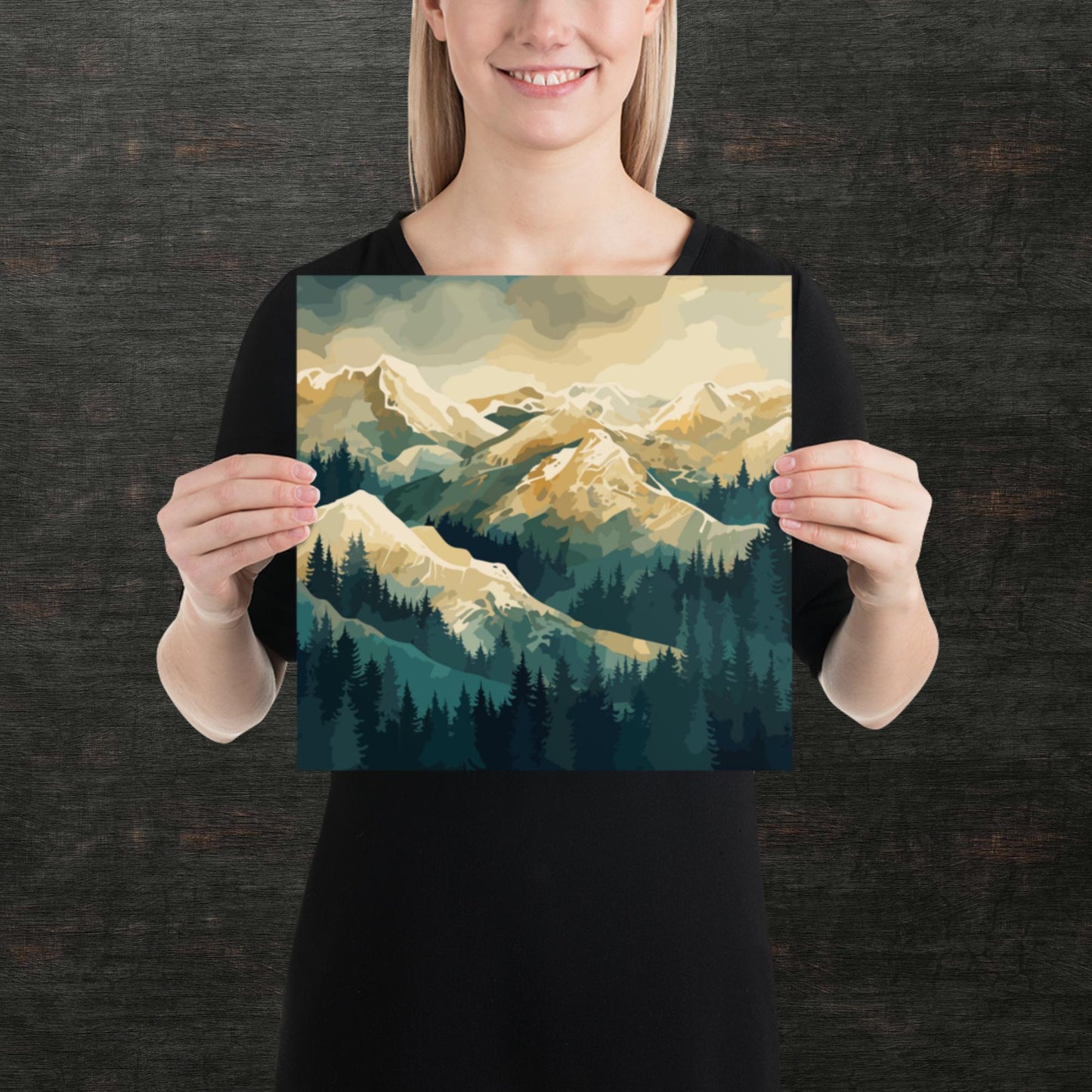 Winter Forest Mountains Paper Poster