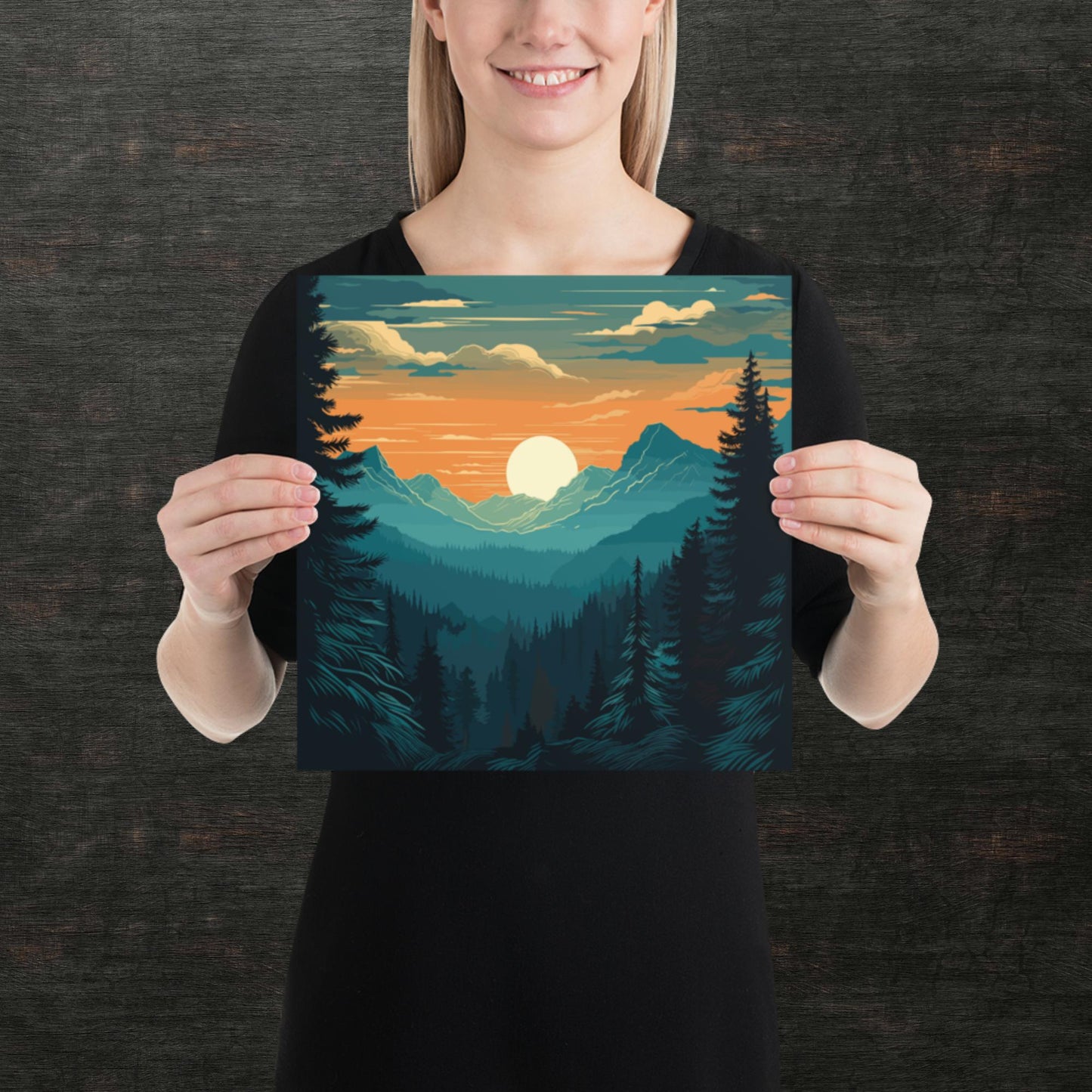 Forest Skyline Sunset Paper Poster