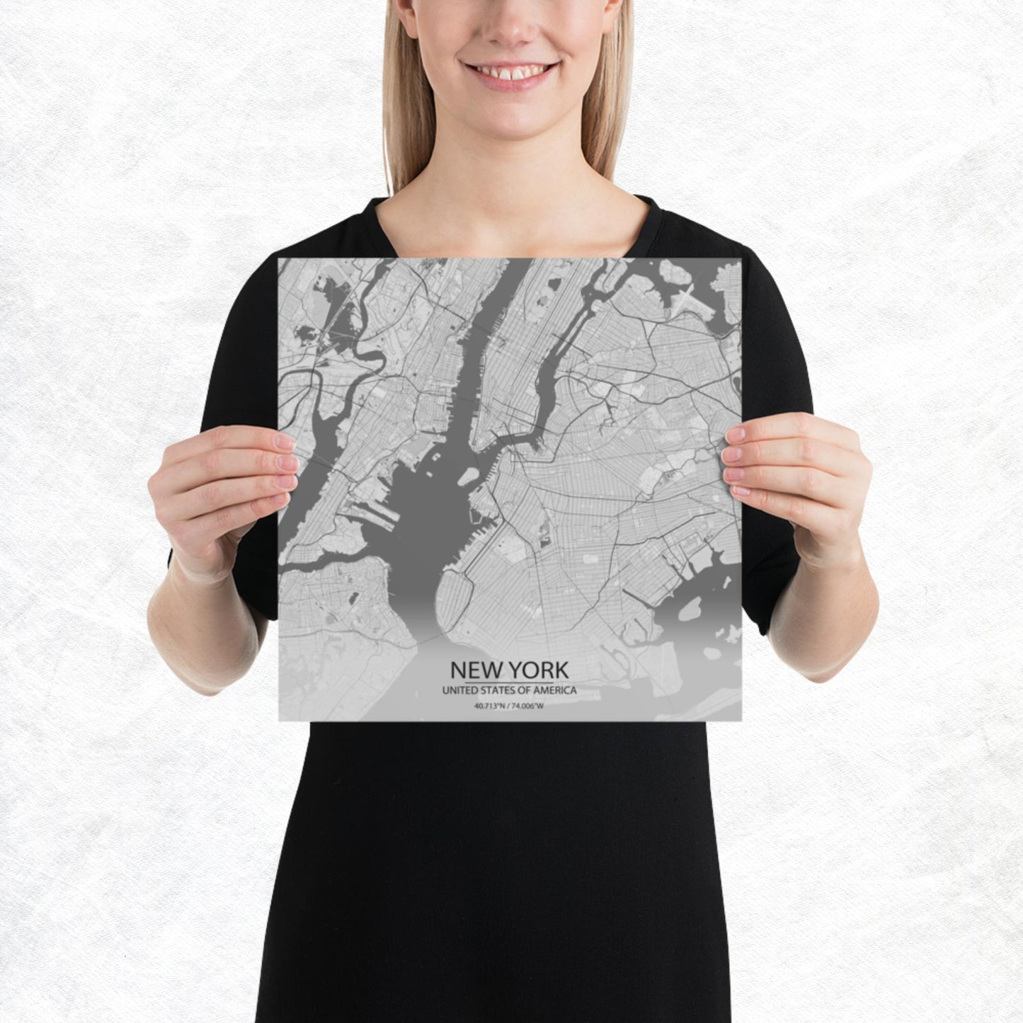 New York Light Grey Paper Map