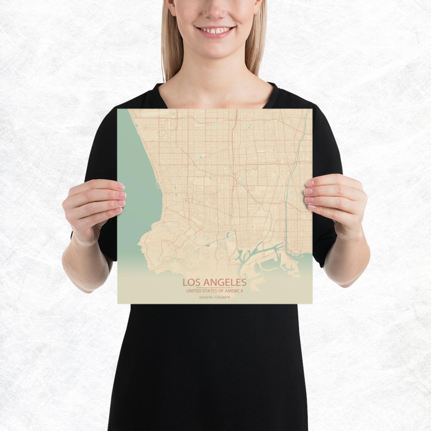Los Angeles Vintage Style Paper Map