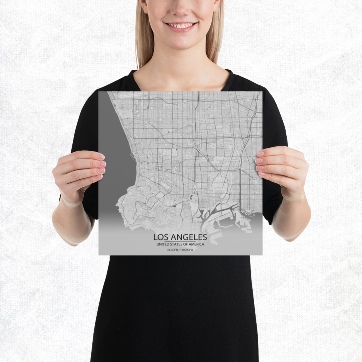 Los Angeles Light Grey Paper Map