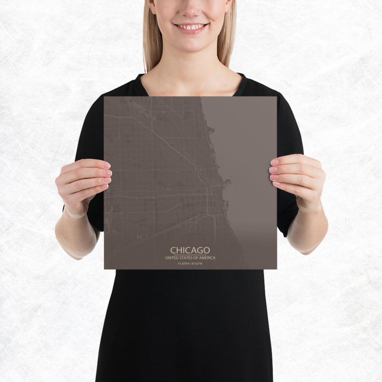 Chicago Brown and Grey Paper Map