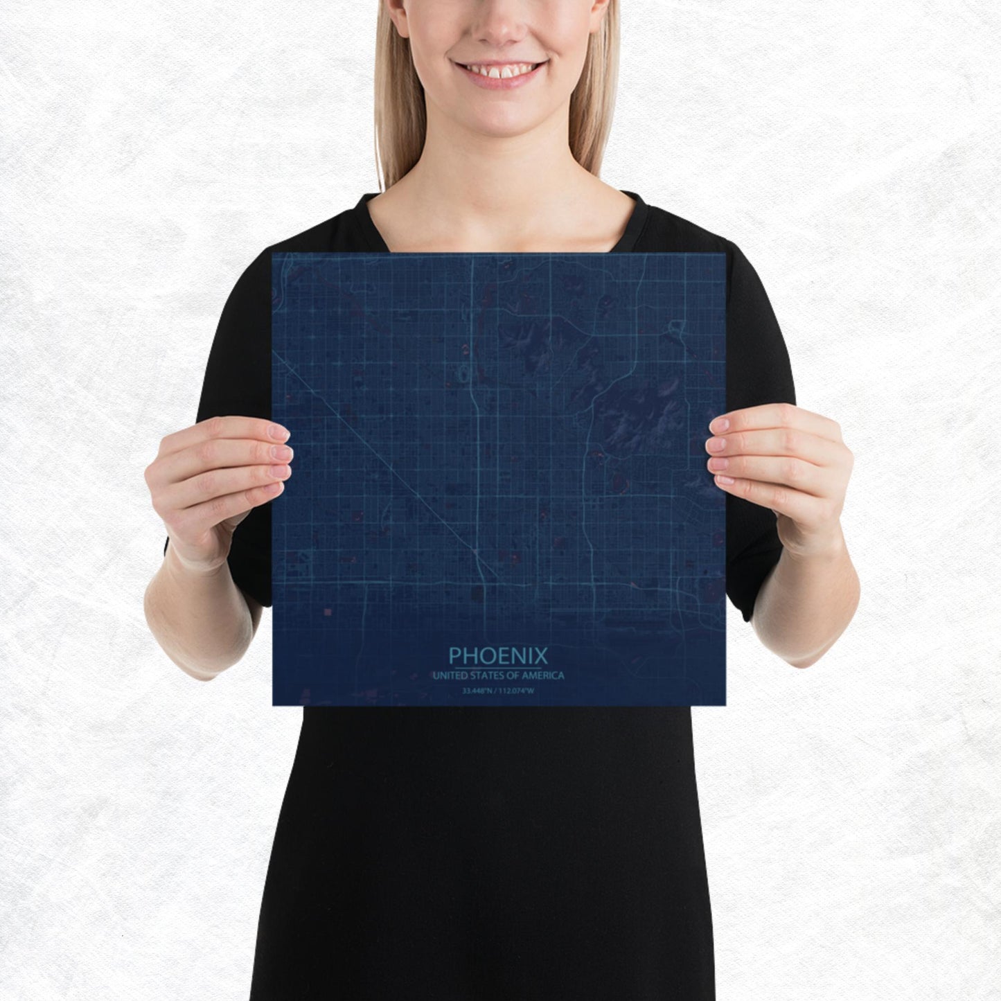 Phoenix Blue and Purple Paper Map