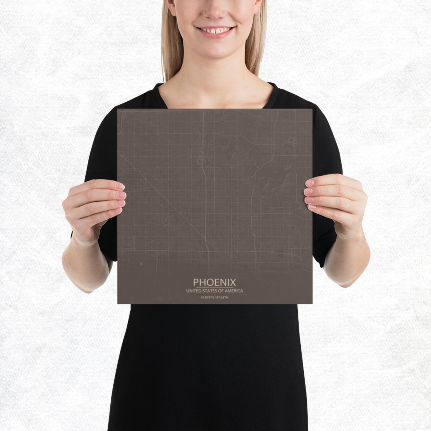 Phoenix Brown and Grey Paper Map