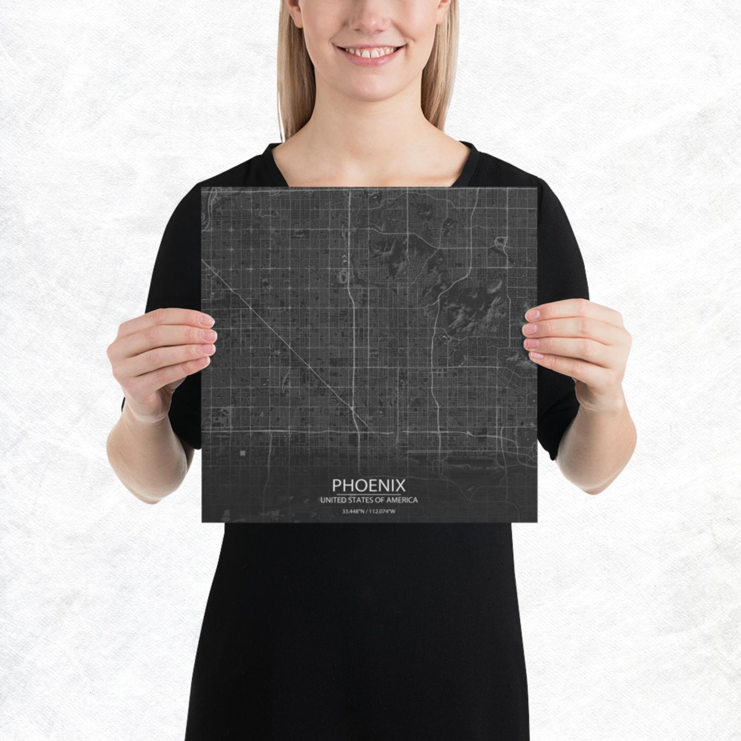 Phoenix Dark Grey Paper Map