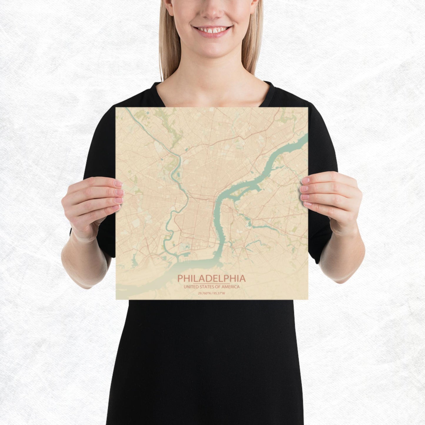 Philadelphia Vintage Style Paper Map