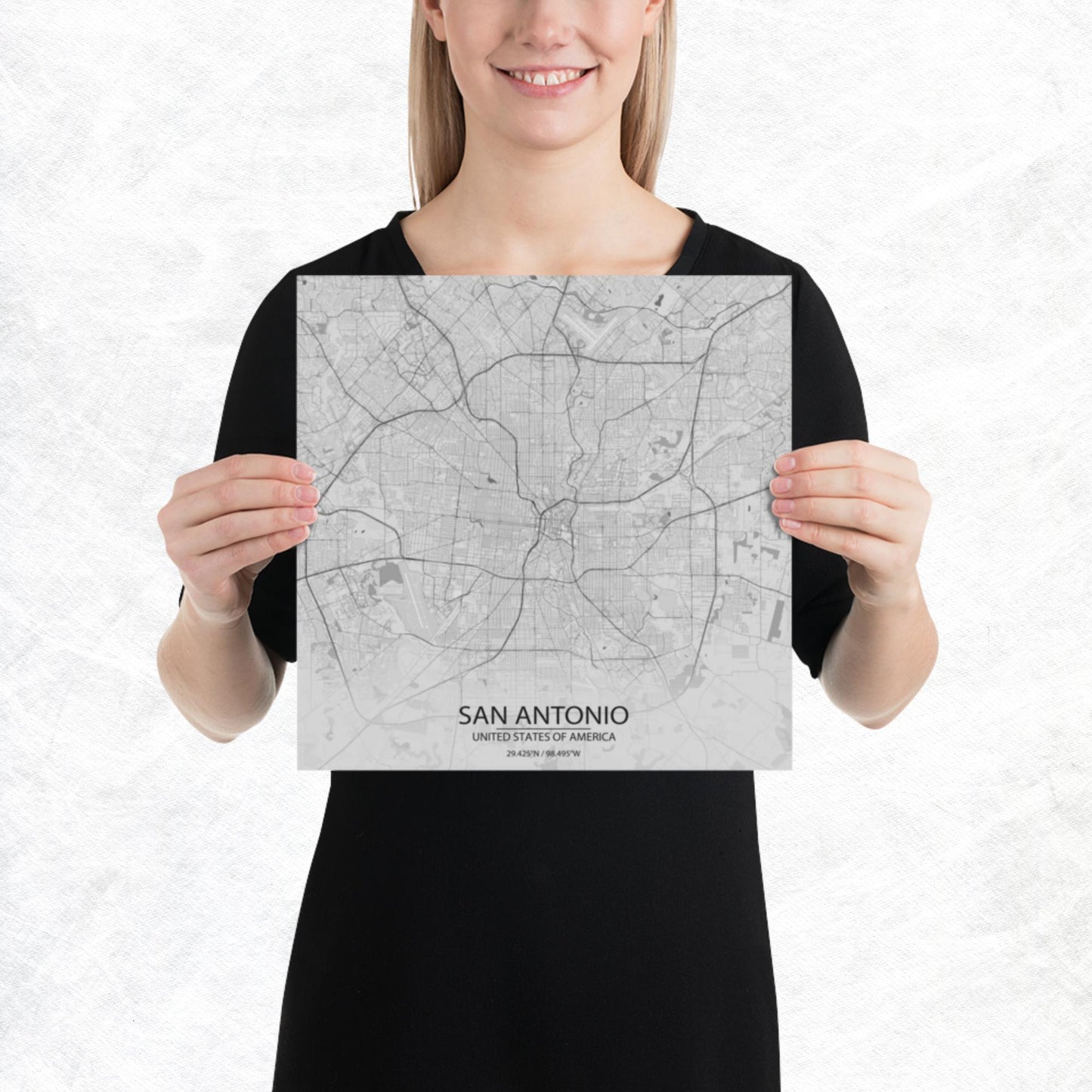 San Antonio Light Grey Paper Map