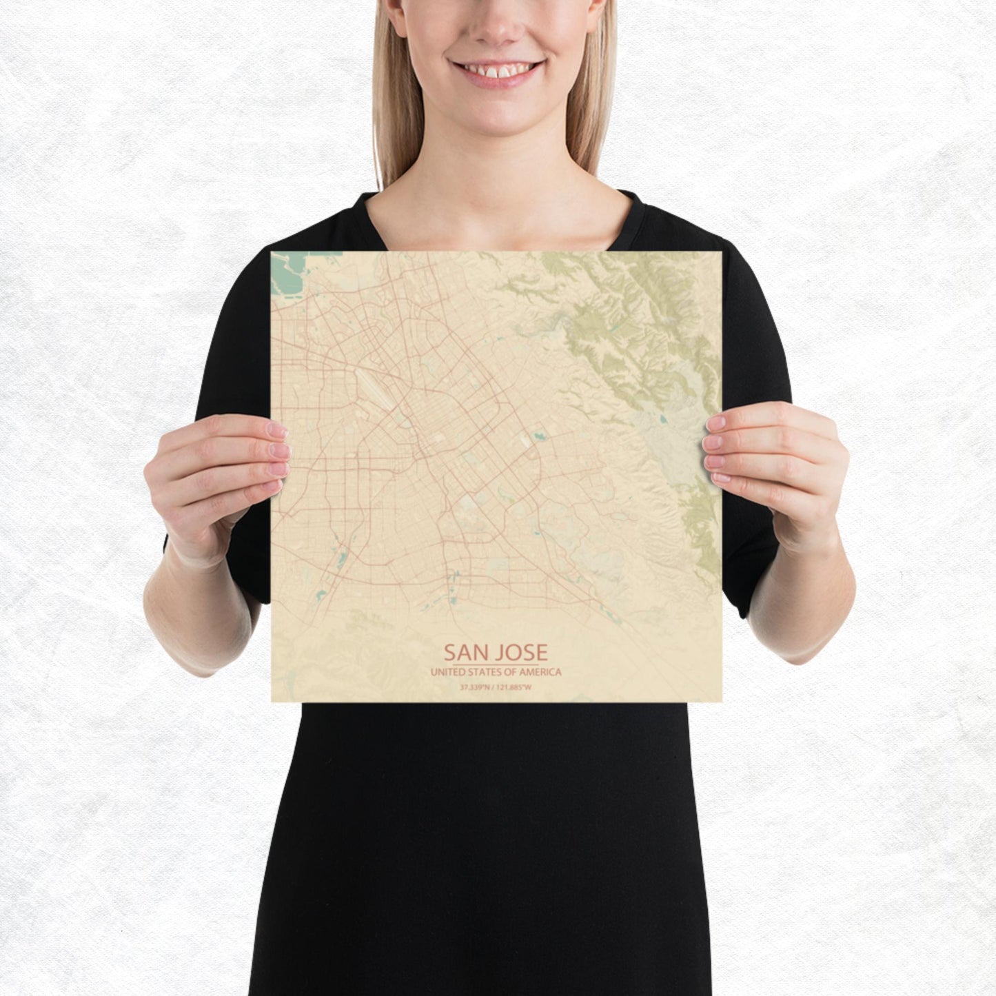 San Jose Vintage Style Paper Map