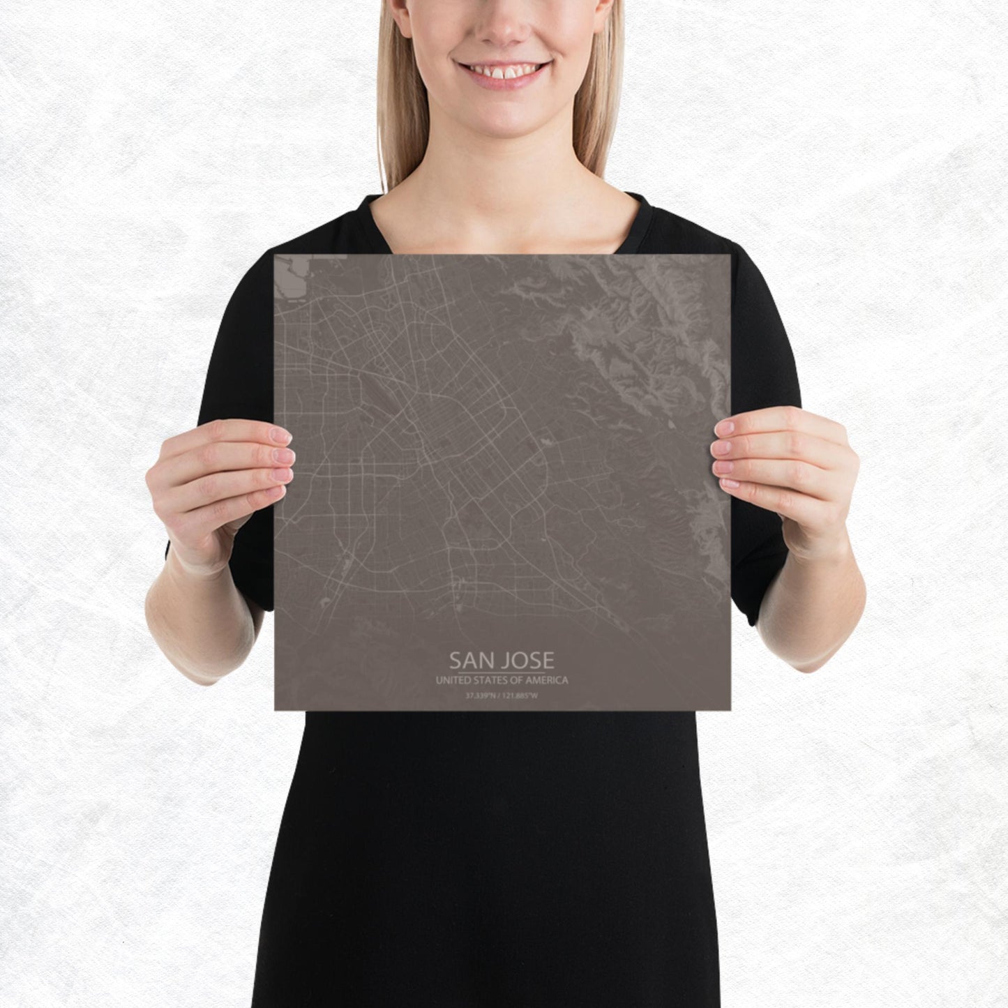 San Jose Brown and Grey Paper Map