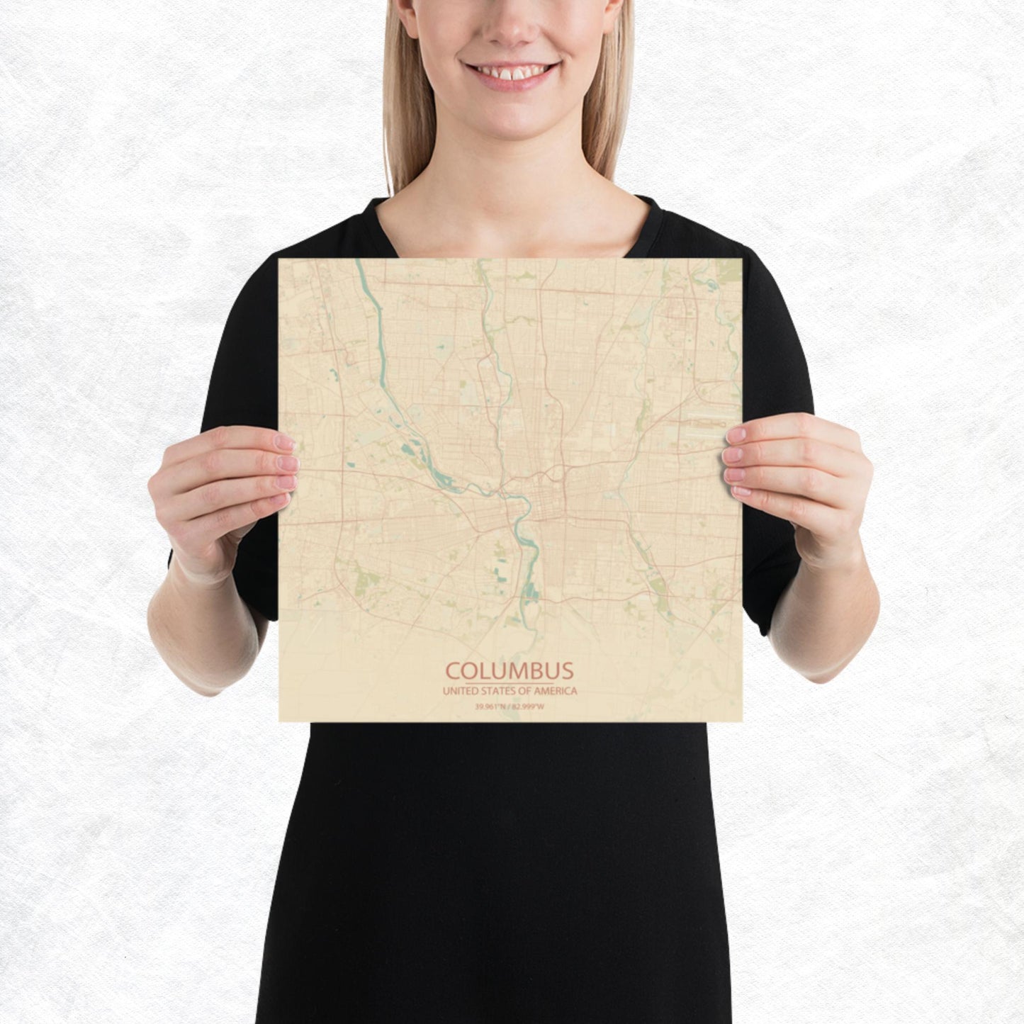 Columbus Vintage Style Paper Map
