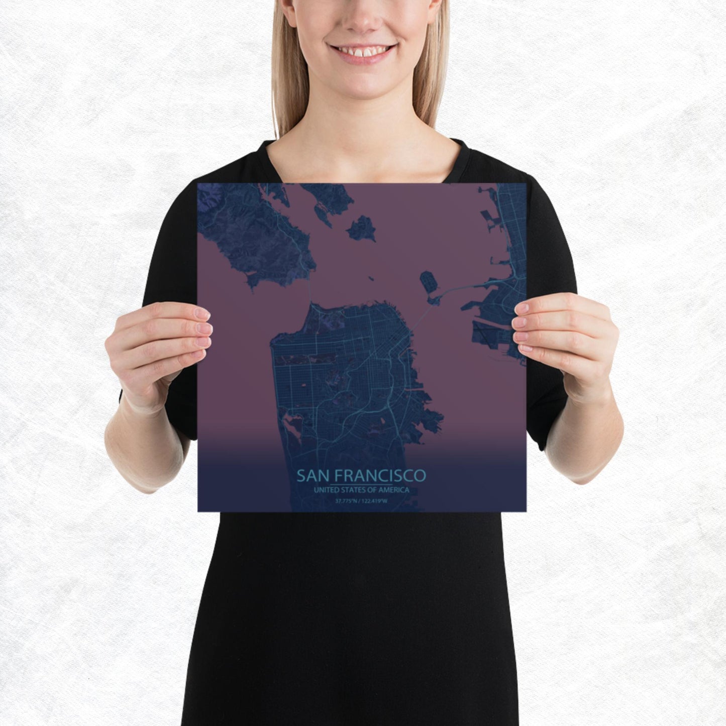 San Francisco Blue and Purple Paper Map